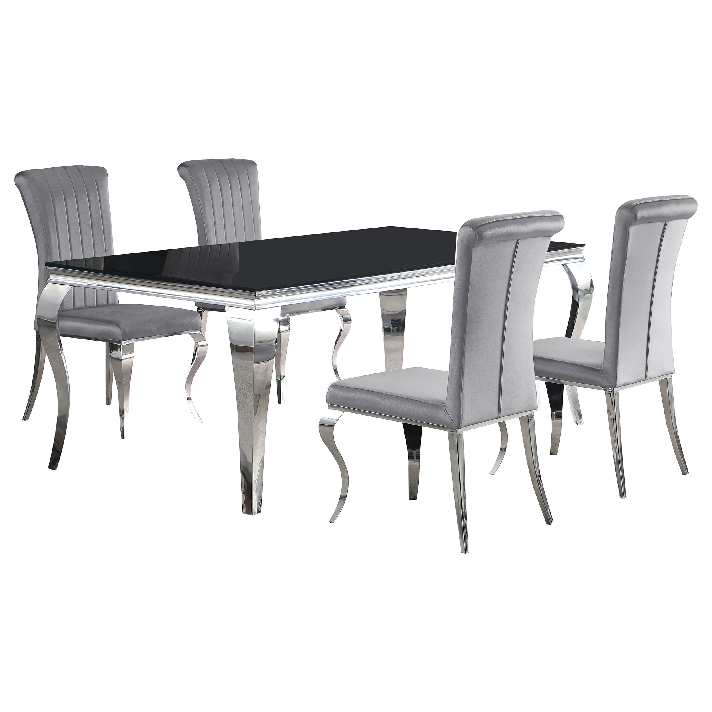 Carone Black Grey 81-inch Rectangular Glass Dining Room Set - Image 2