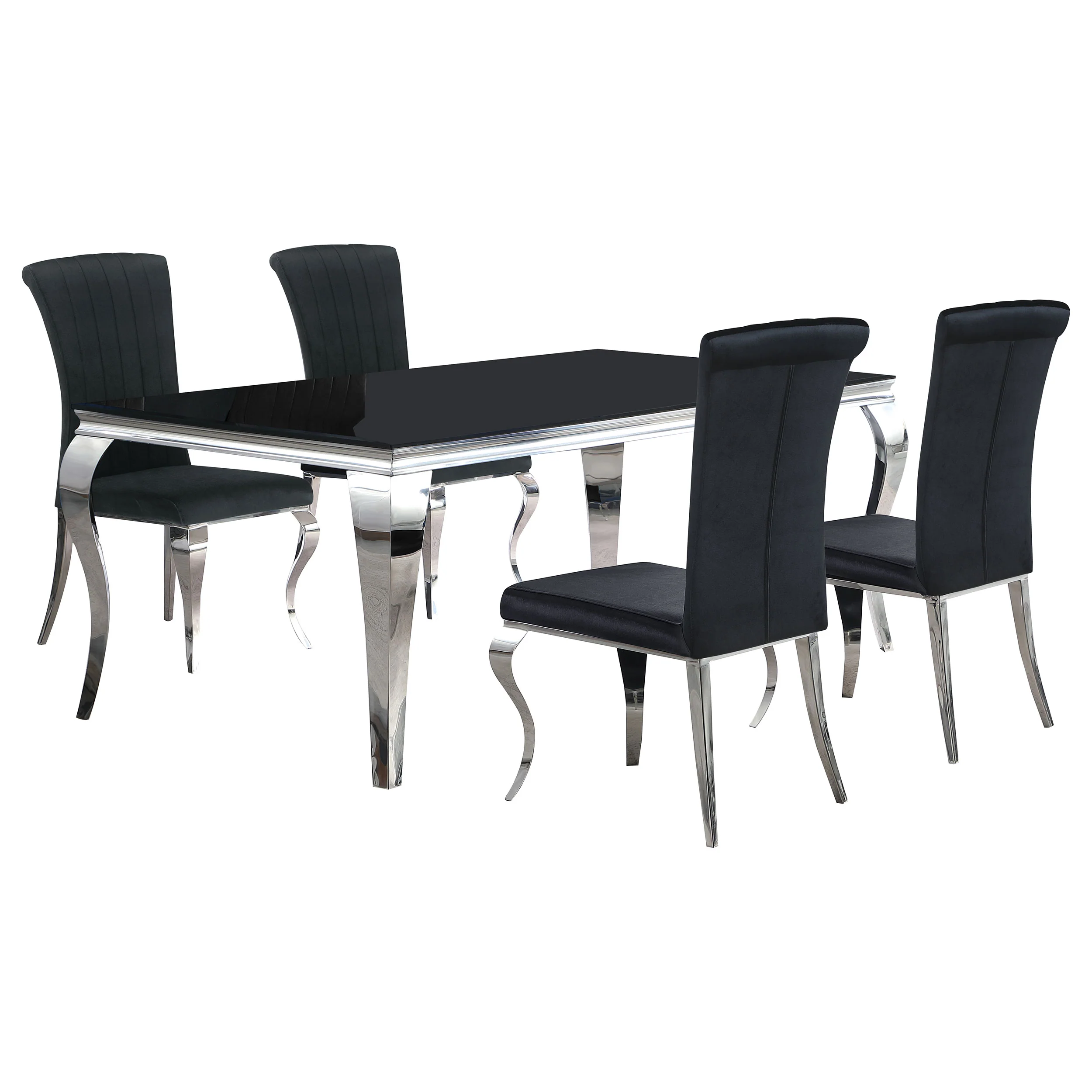 Carone Black 81-inch Rectangular Glass Dining Room Set - Image 2