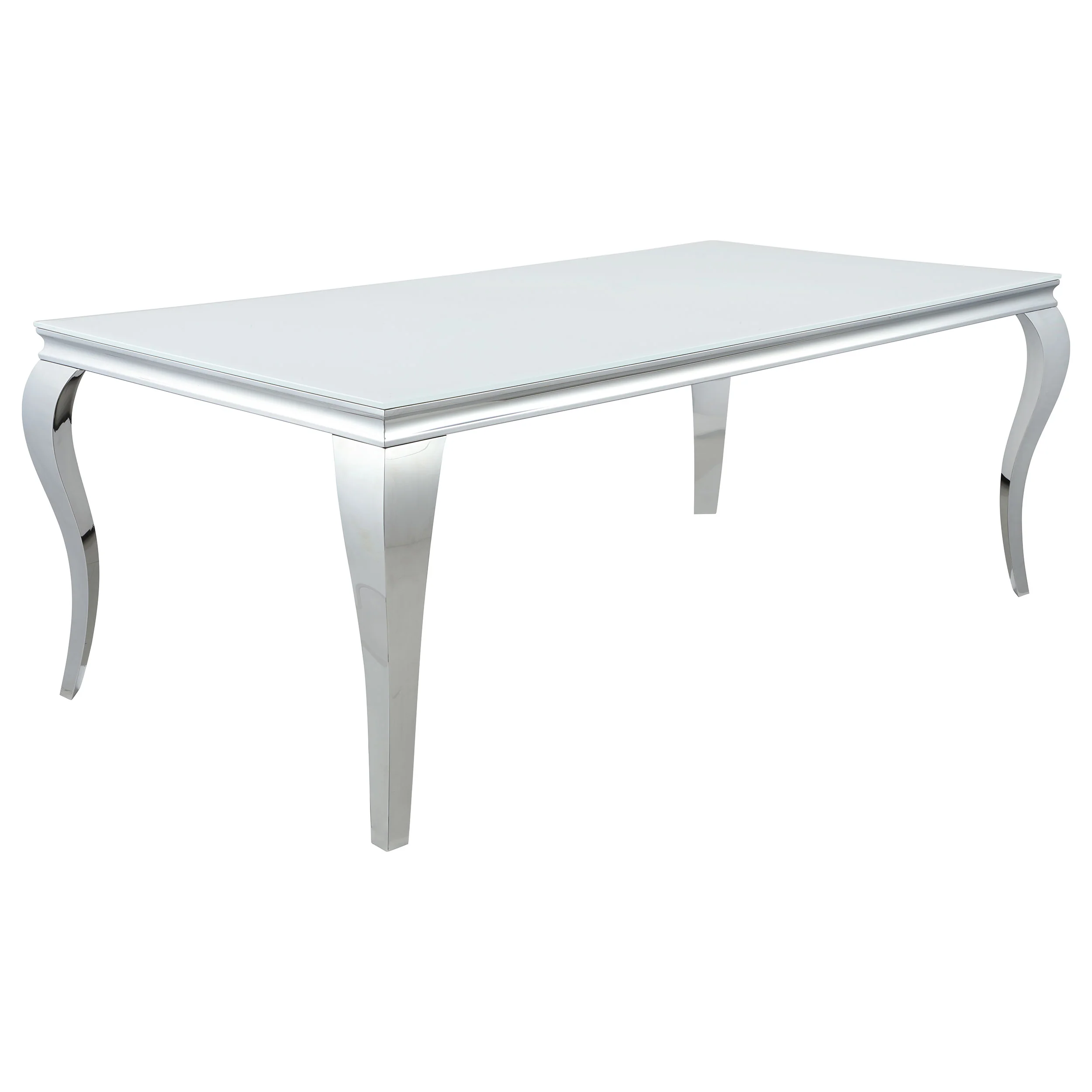 Carone White Blue 81-inch Rectangular Glass Dining Room Set - Image 3