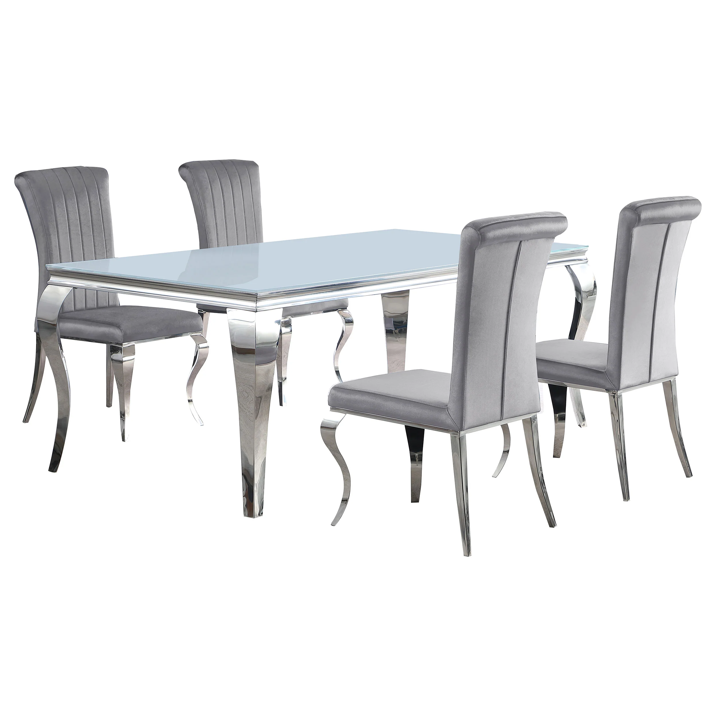Carone White Gray 81-inch Rectangular Glass Dining Room Set - Image 2