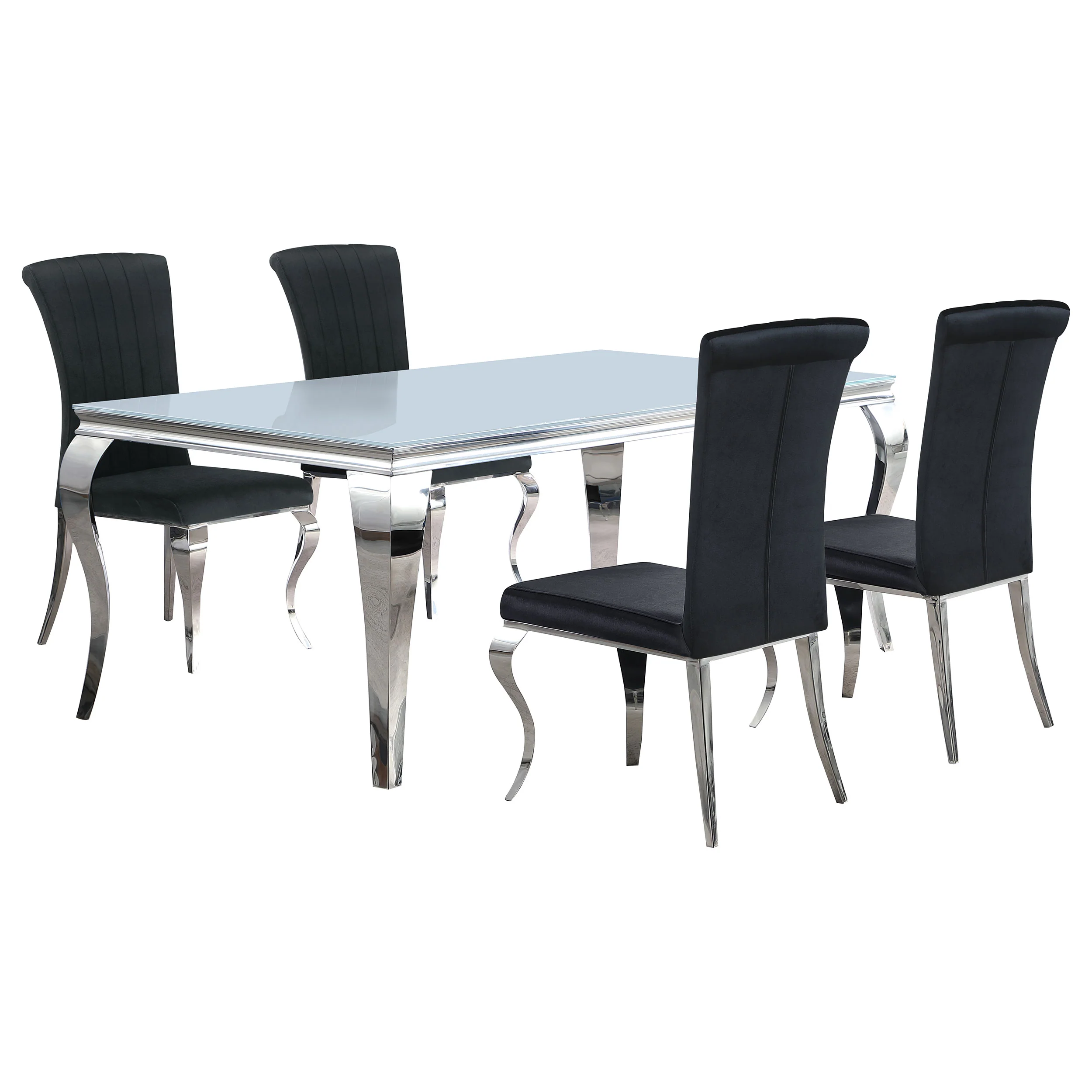 Carone White Black 81-inch Rectangular Glass Dining Room Set - Image 2