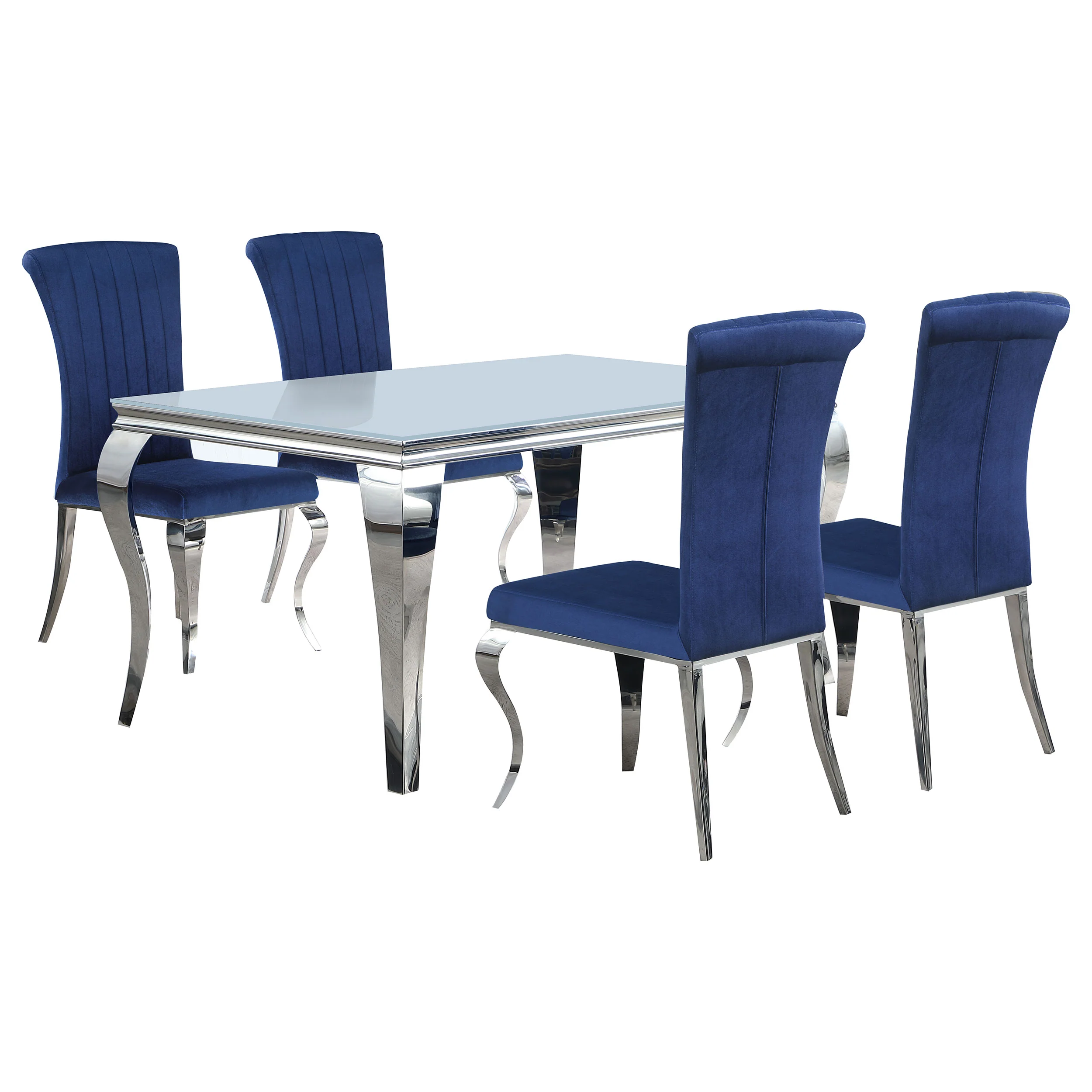 Carone White Blue II 81-inch Rectangular Glass Dining Room Set - Image 2