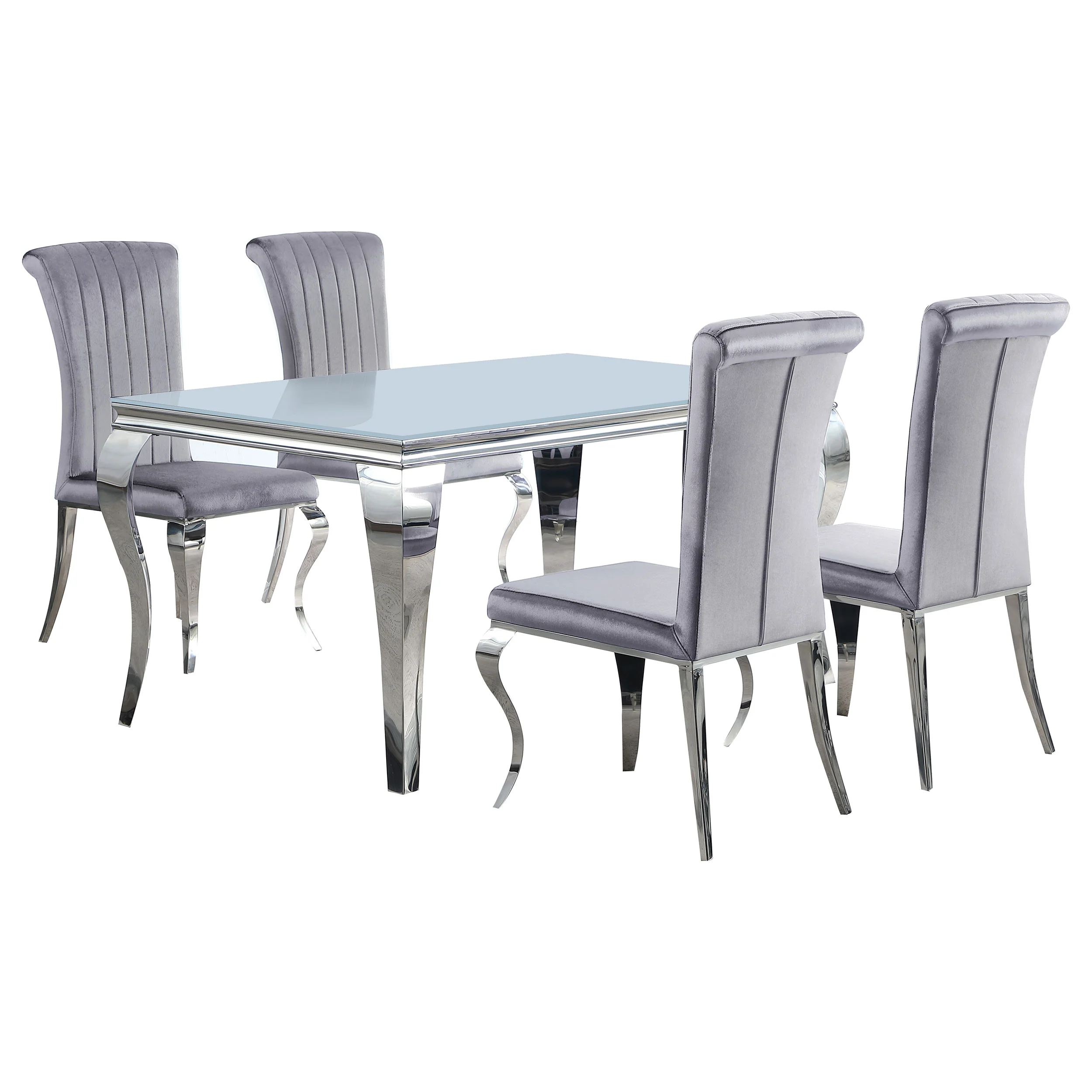 Carone White Gray II 81-inch Rectangular Glass Dining Room Set - Image 2