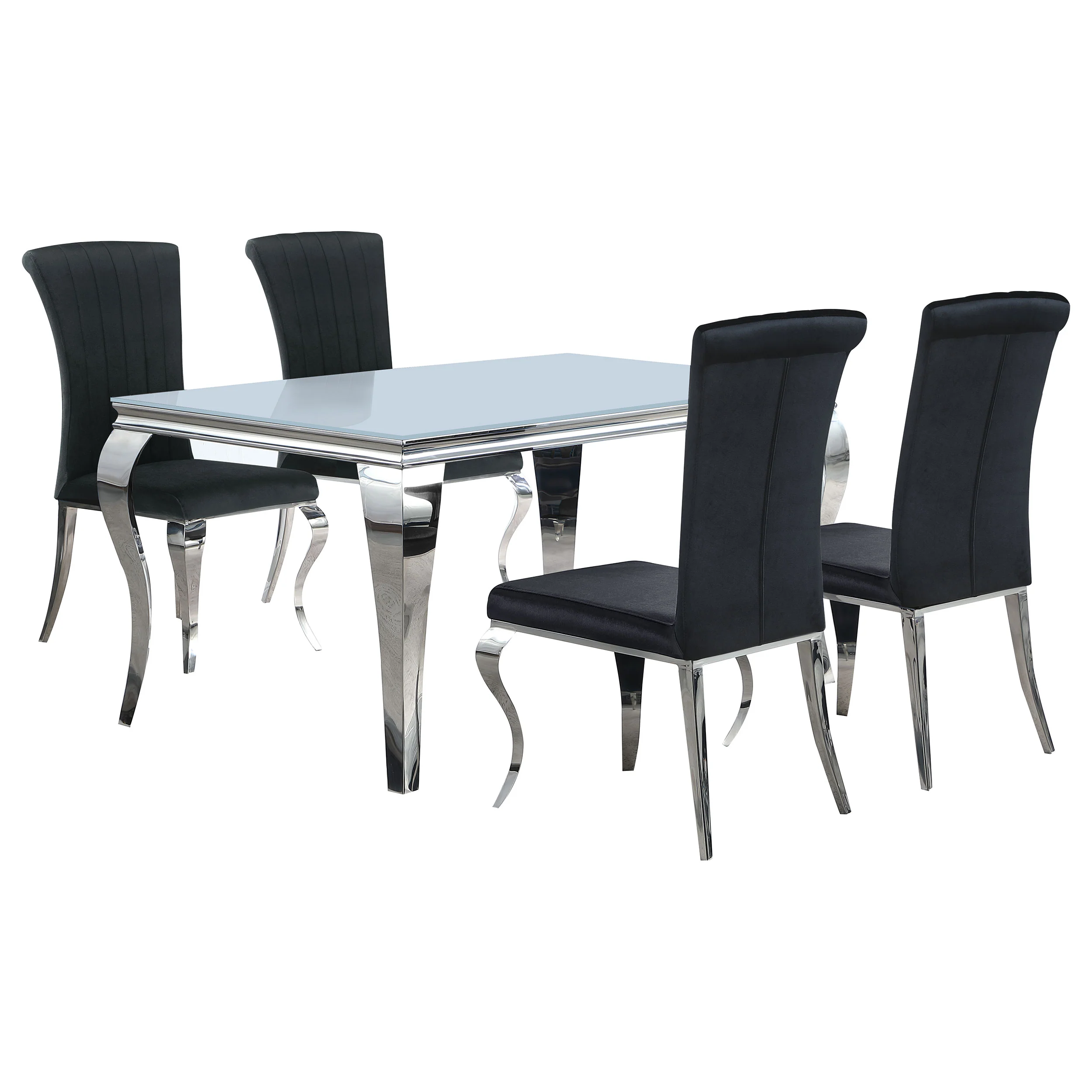 Carone White Black II 81-inch Rectangular Glass Dining Room Set - Image 2