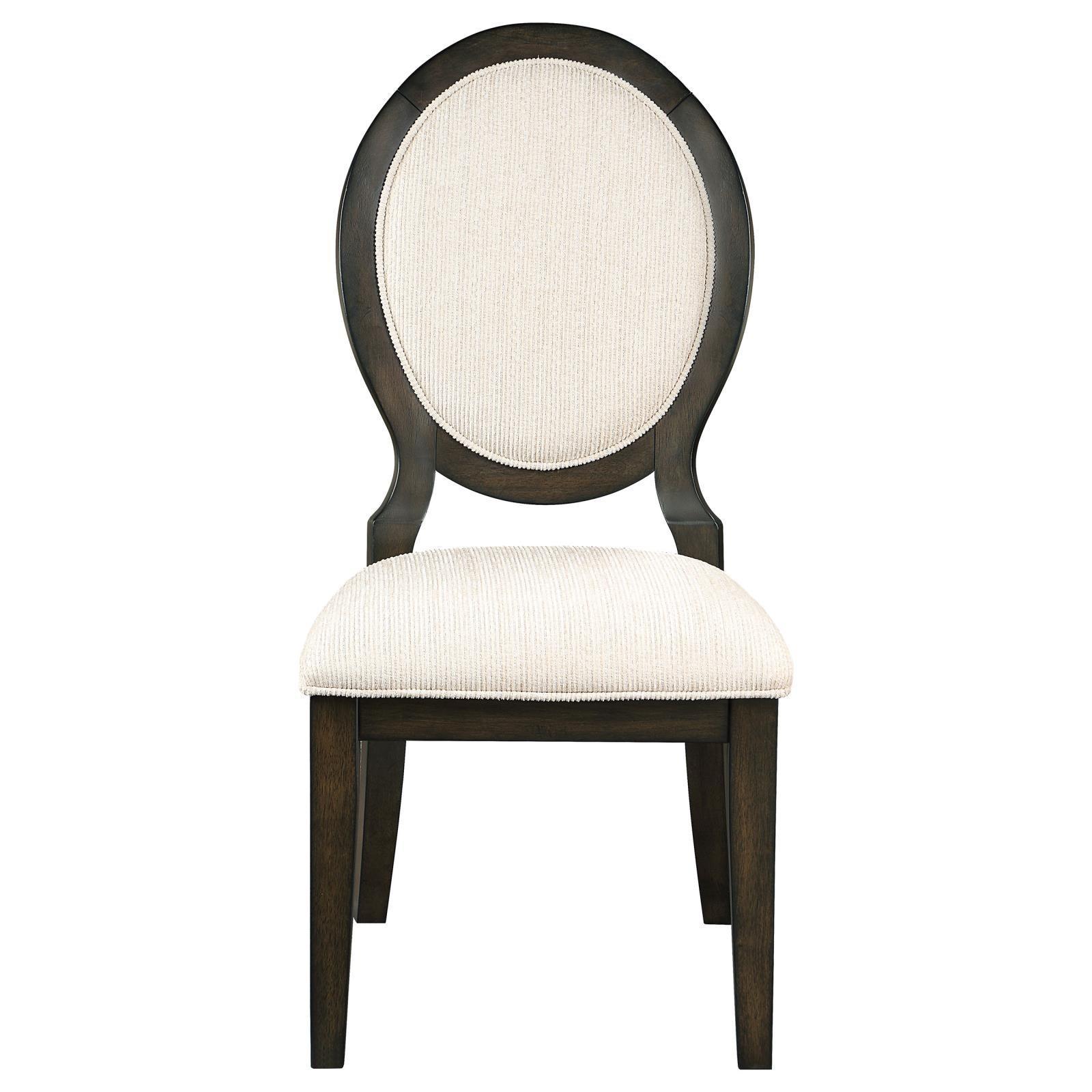 Twyla Upholstered Dining Chairs With Oval Back (Set of 2) Cream Dark Cocoa - Image 1