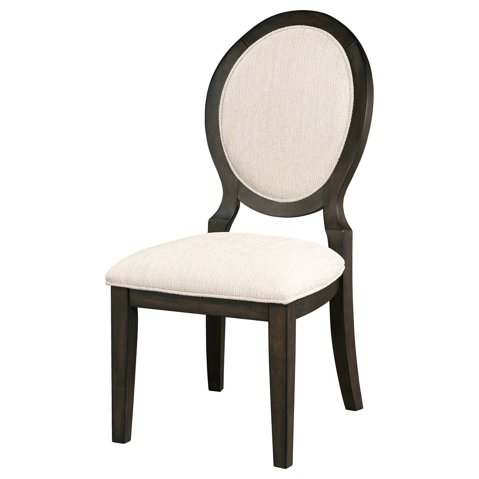 Twyla Upholstered Dining Chairs With Oval Back (Set of 2) Cream Dark Cocoa - Image 2
