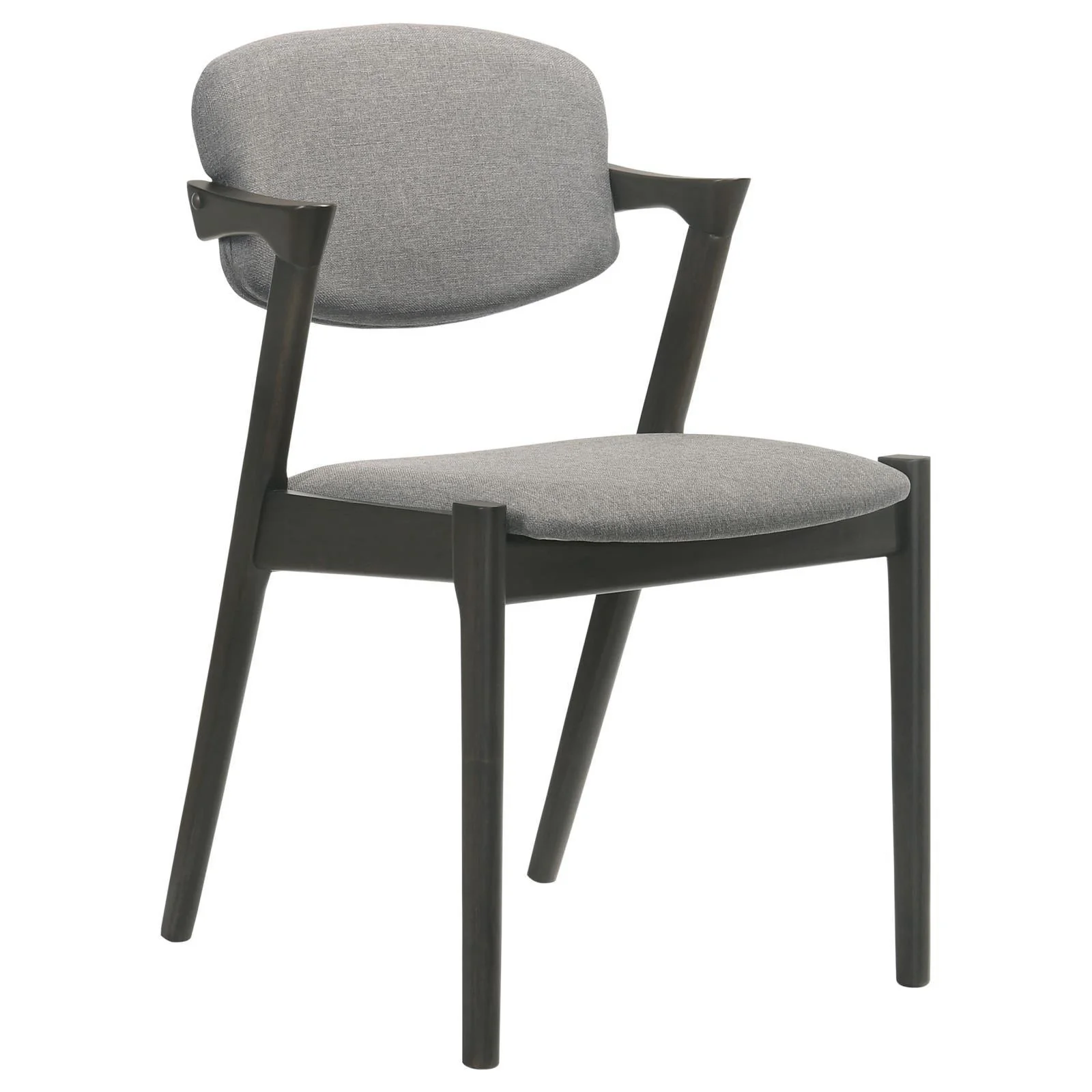 Stevie Upholstered Side Chairs (Set of 2) With Demi Arm Brown Gray Black - Image 2