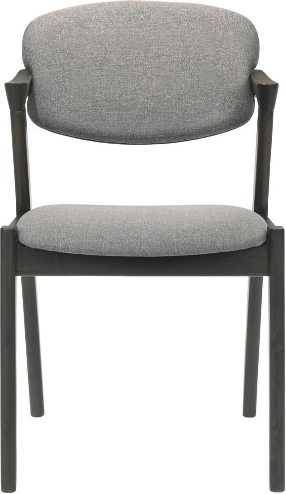 Stevie Upholstered Side Chairs (Set of 2) With Demi Arm Brown Gray Black - Image 3