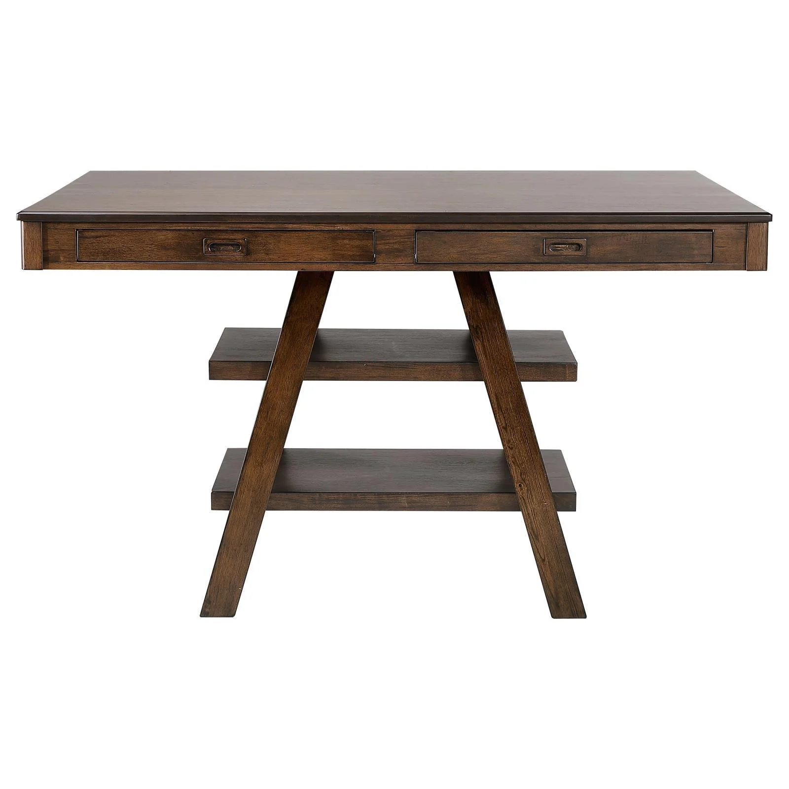 Dewey 2 Drawer Counter Height Table With Open Shelves Walnut - Image 1