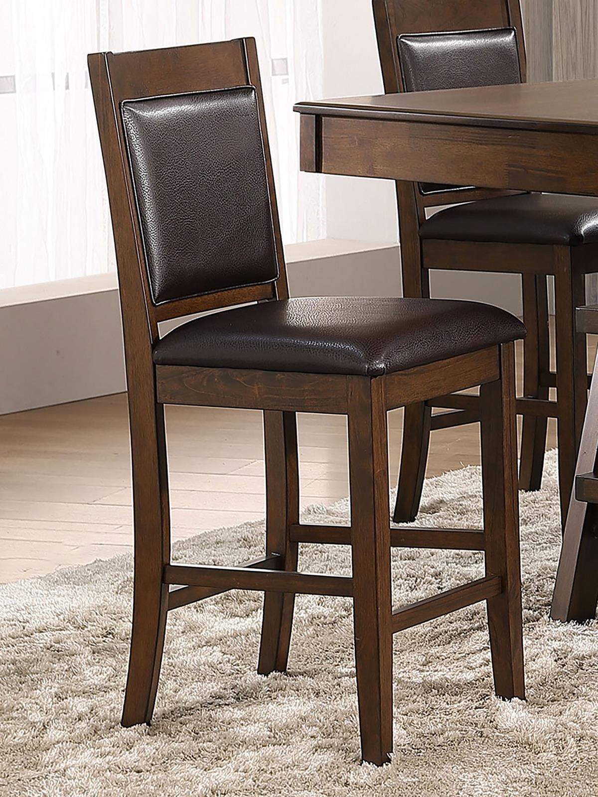 Dewey Upholstered Counter Height Chairs With Footrest (Set of 2) Brown Walnut - Image 1