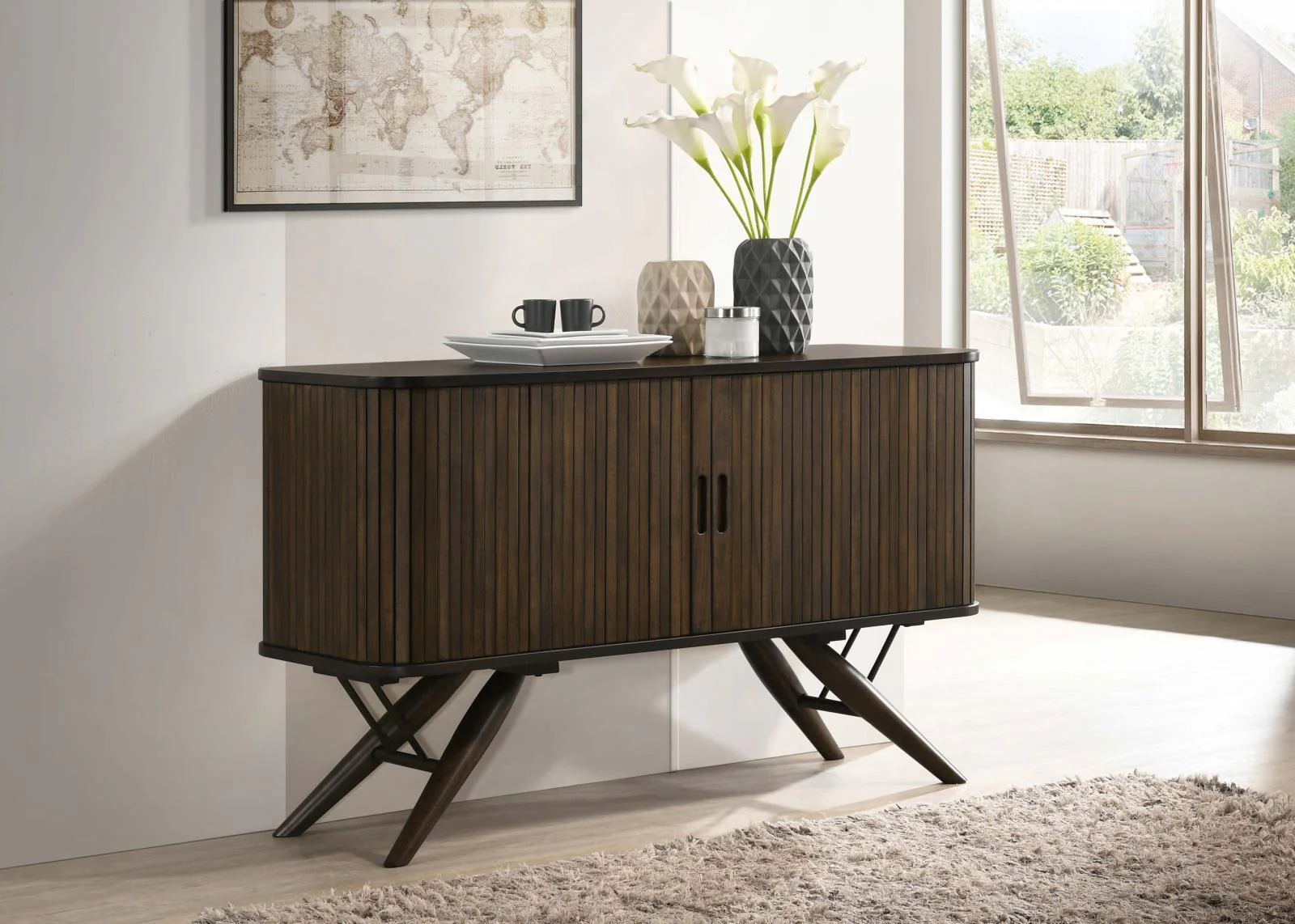 Wes 2 Door Rectangular Server Dark Walnut