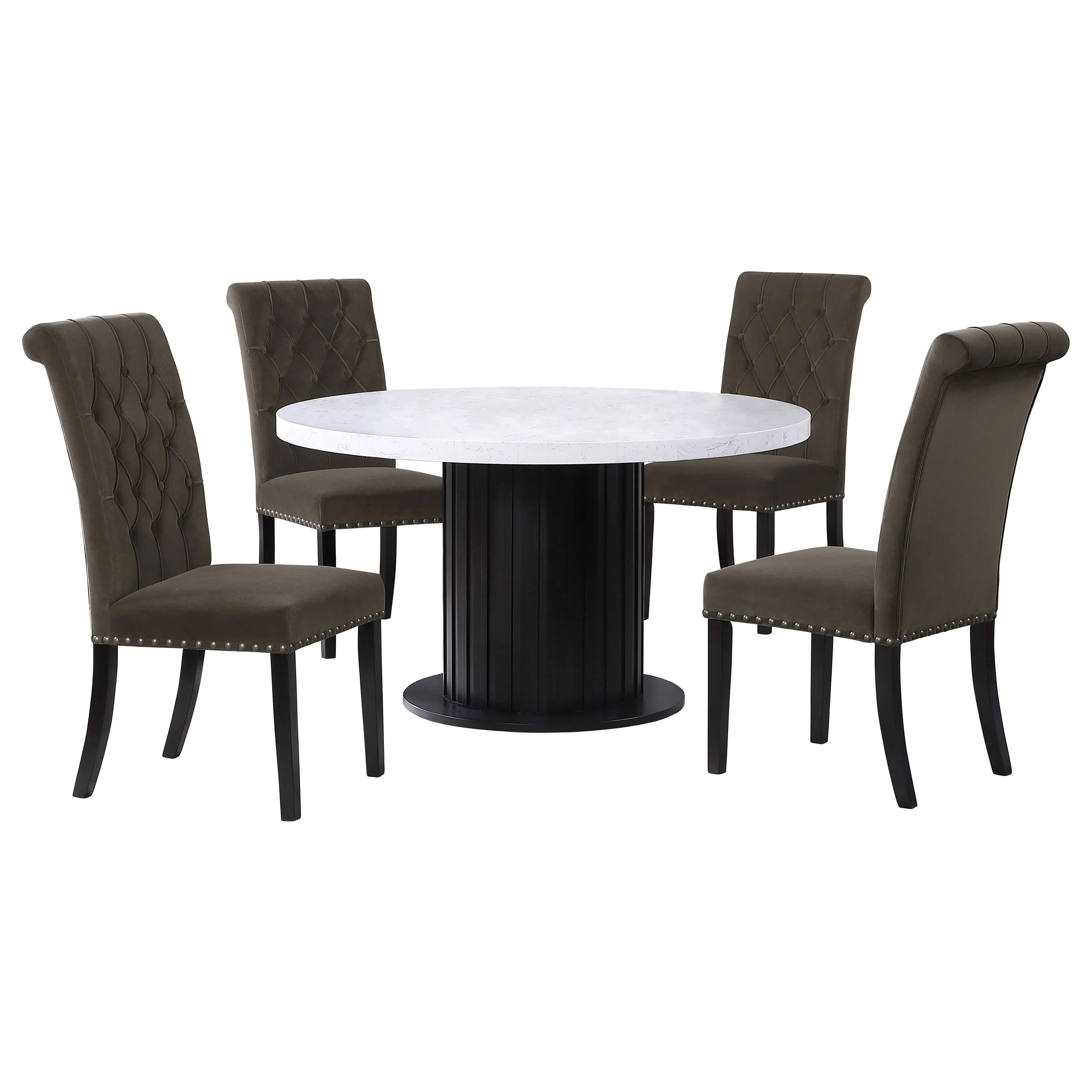 Sherry Brown Round Marble Top Dining Room Set - Image 2