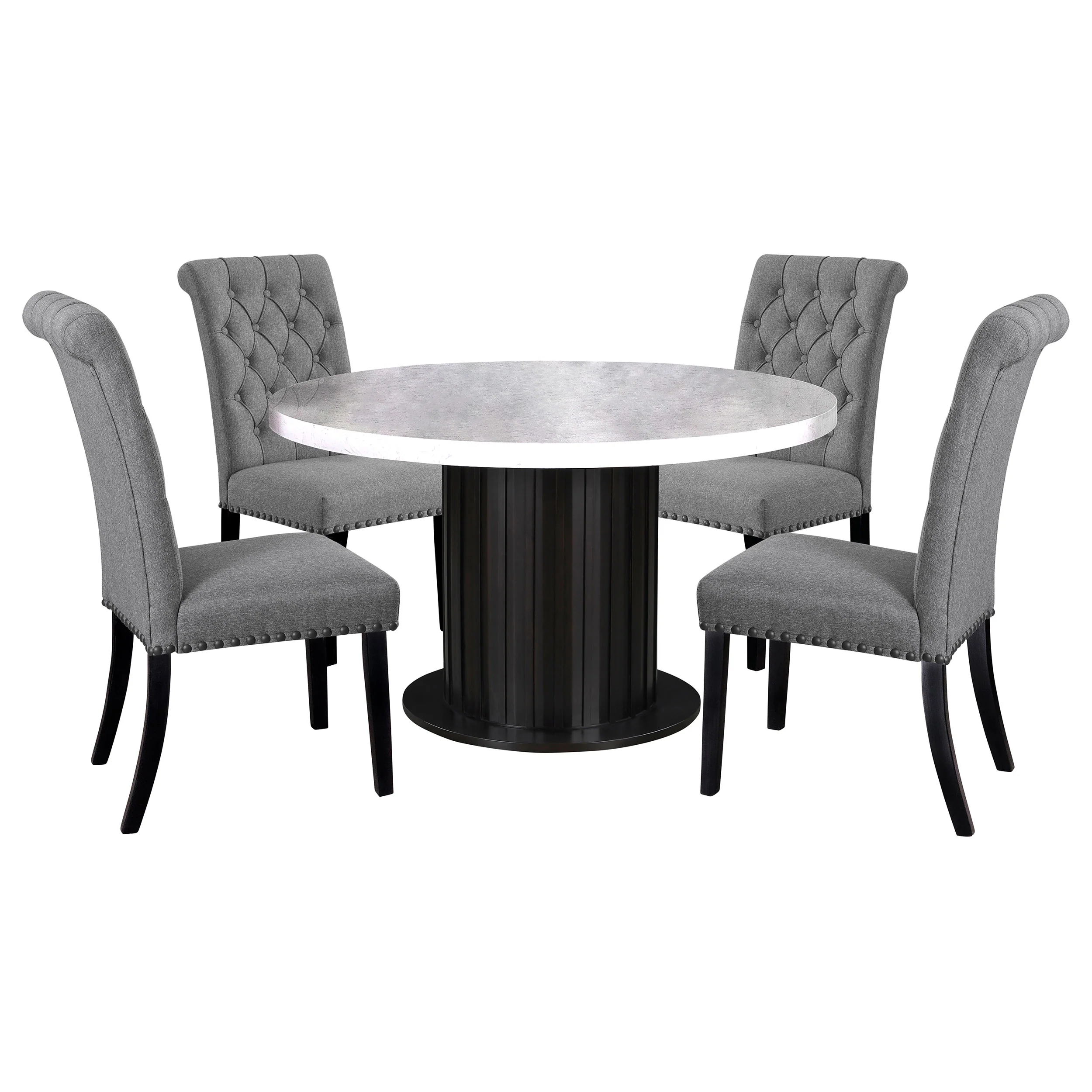Sherry Gray Round Marble Top Dining Room Set - Image 2