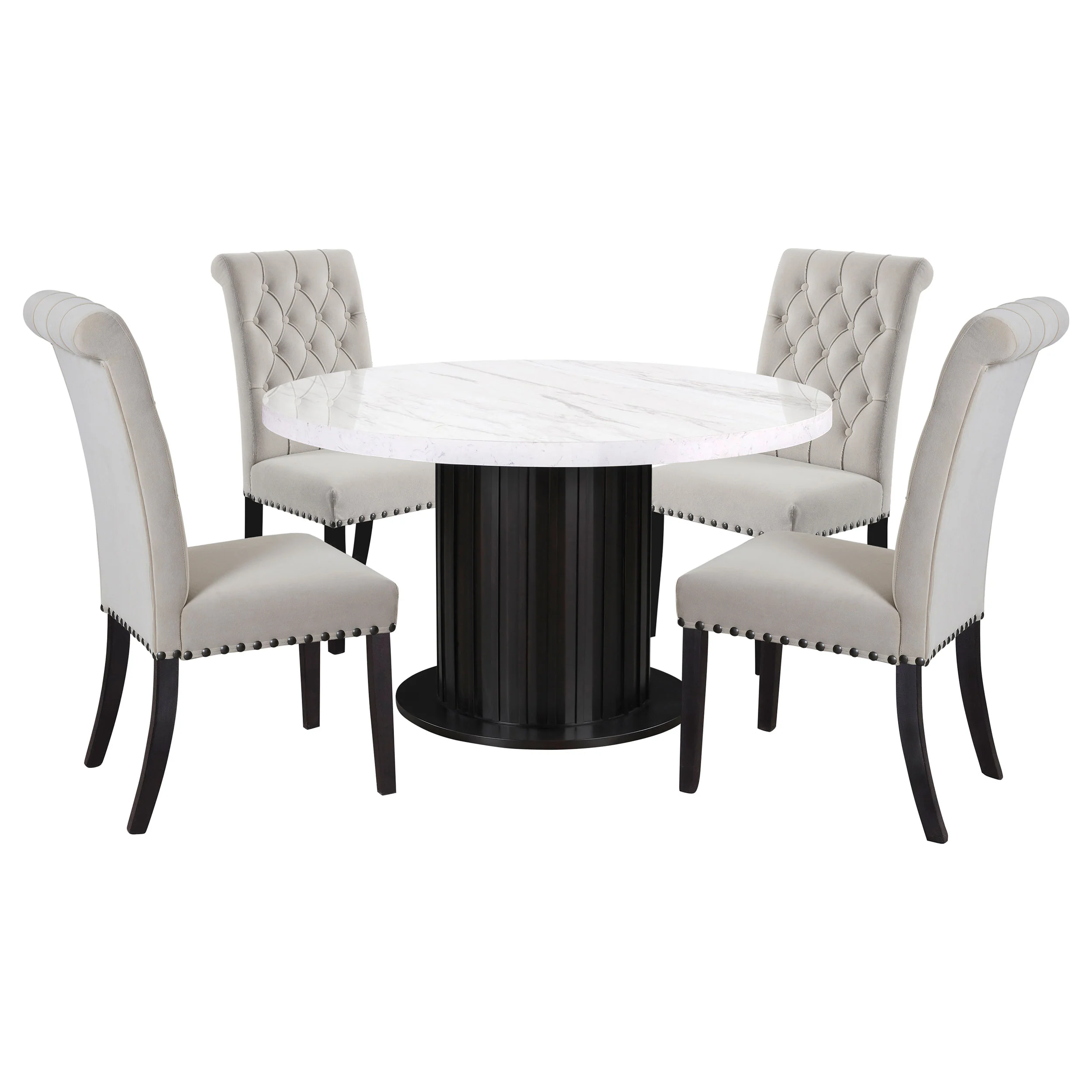 Sherry Sand Round Marble Top Dining Room Set - Image 2