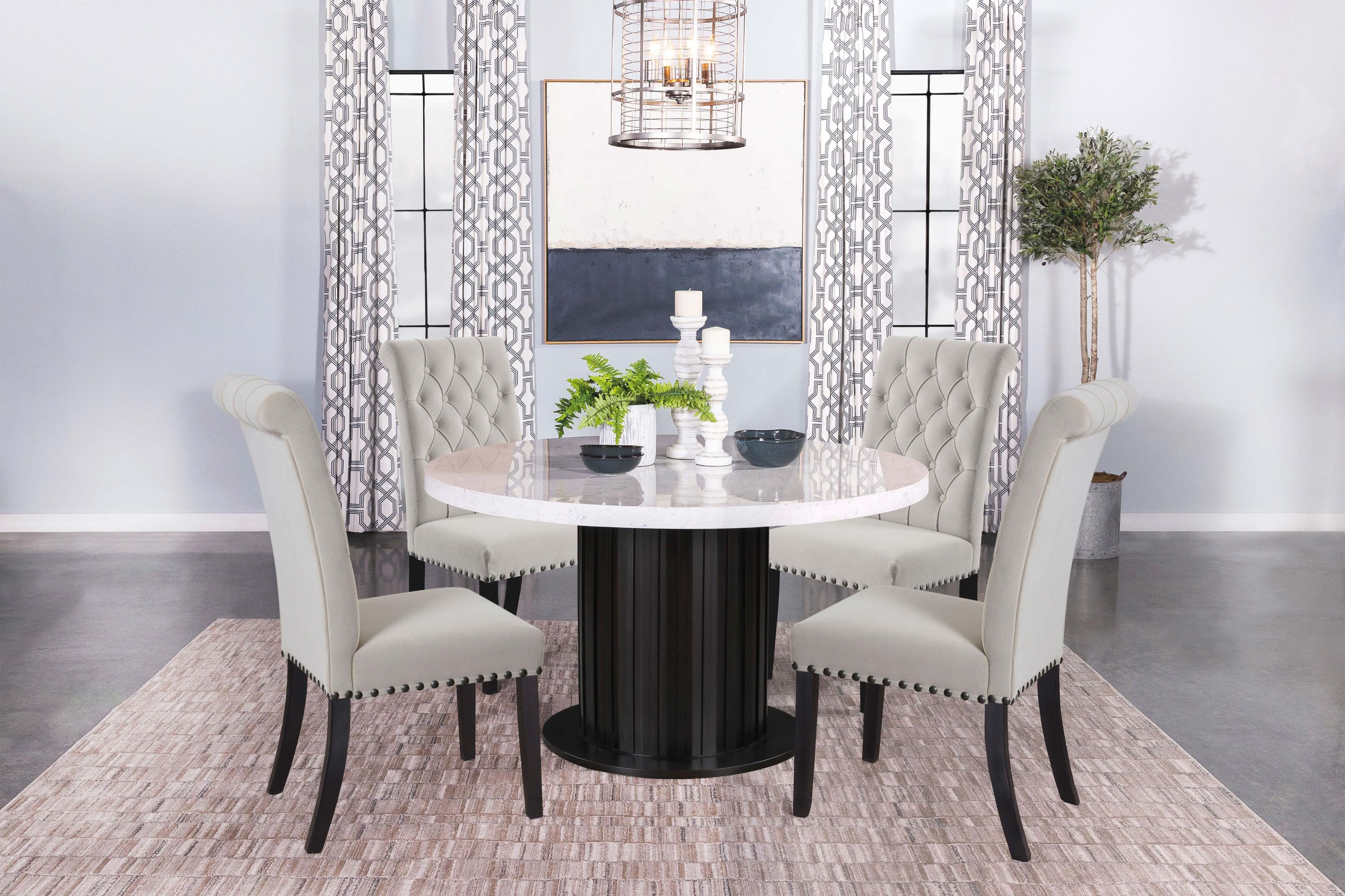 Suzanne Black White Circular Dining Room Set - Image 2