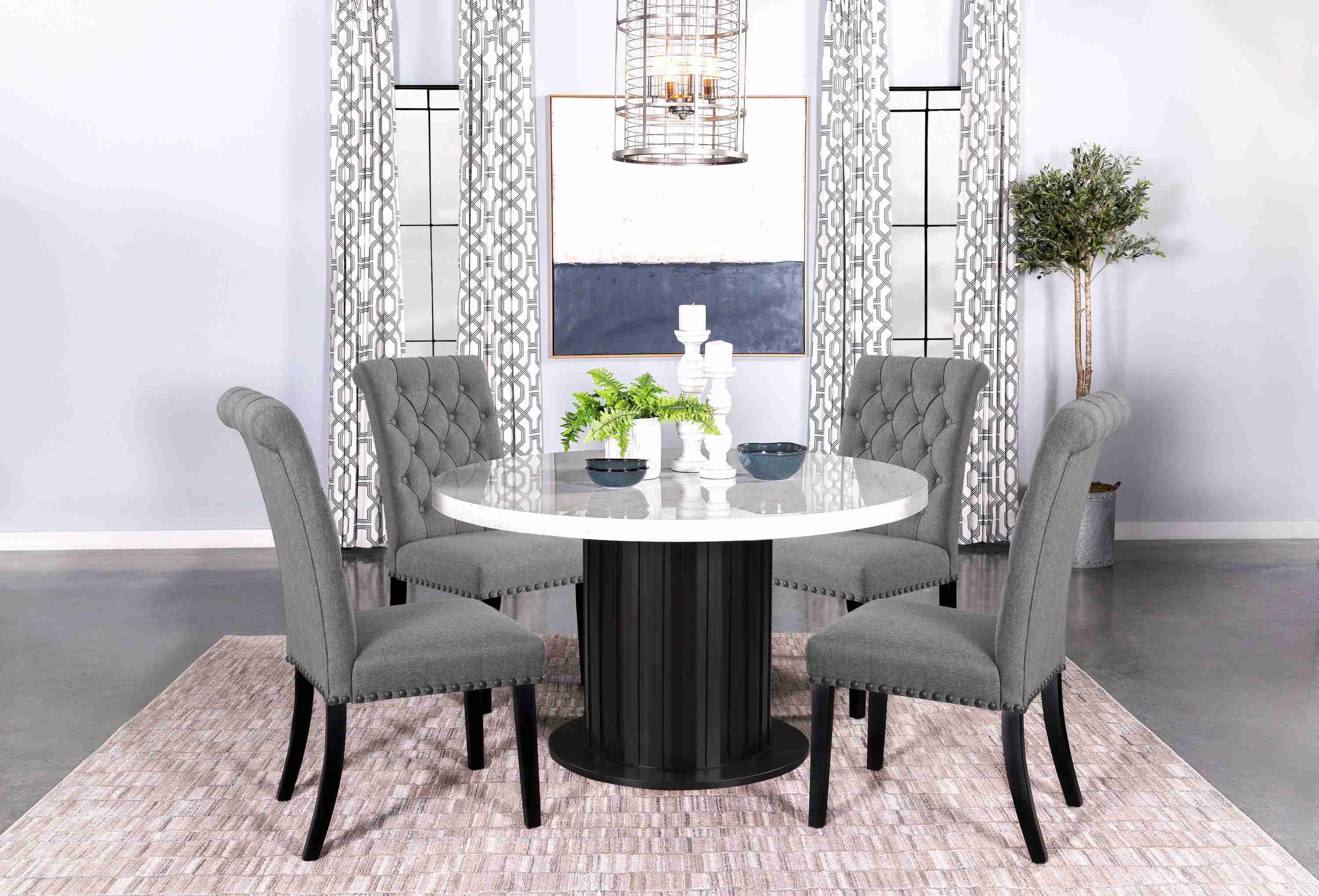 Suzanne Black White Circular Dining Room Set - Image 3