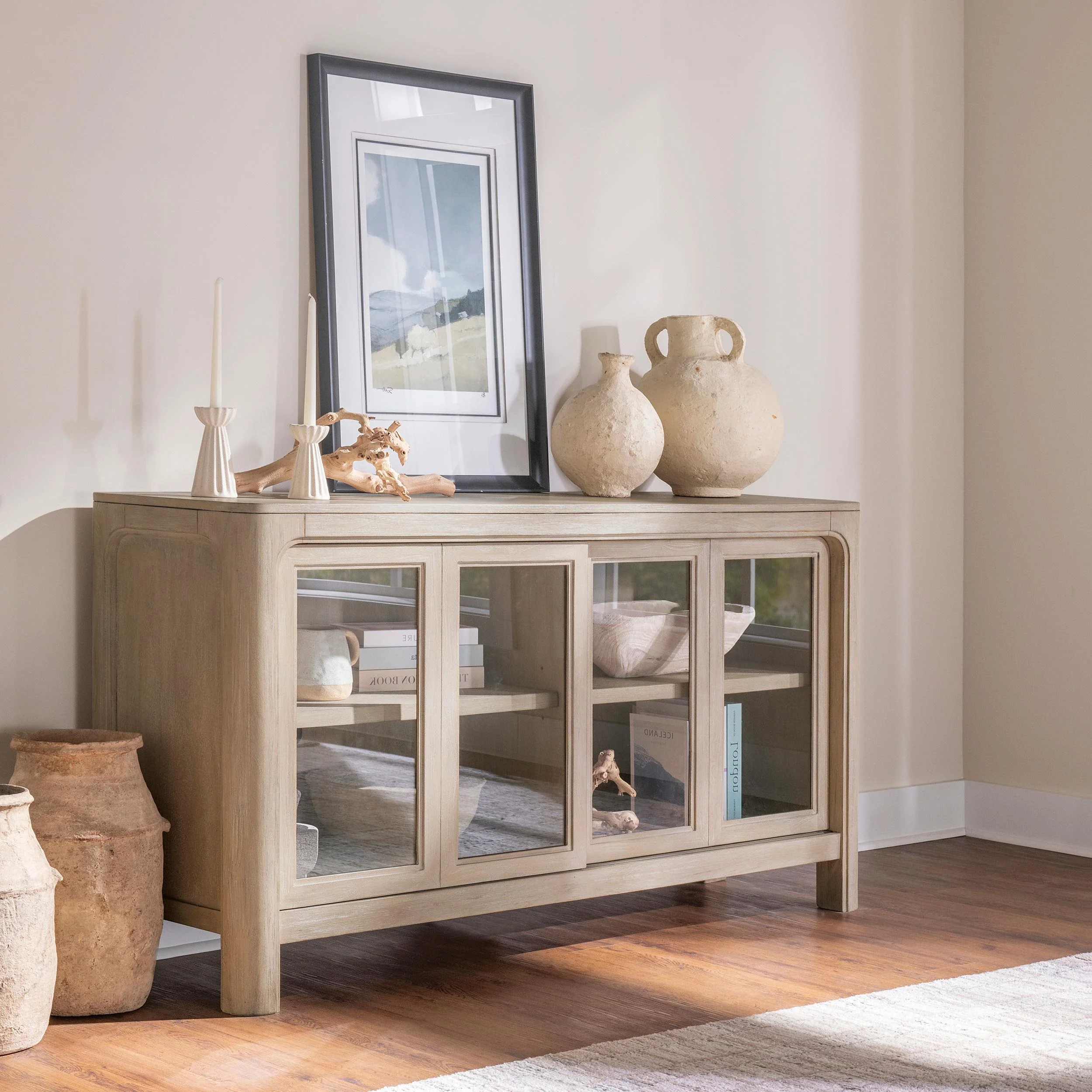 Solano Sliding Door Dining Sideboard Server Weathered Mango - Image 2