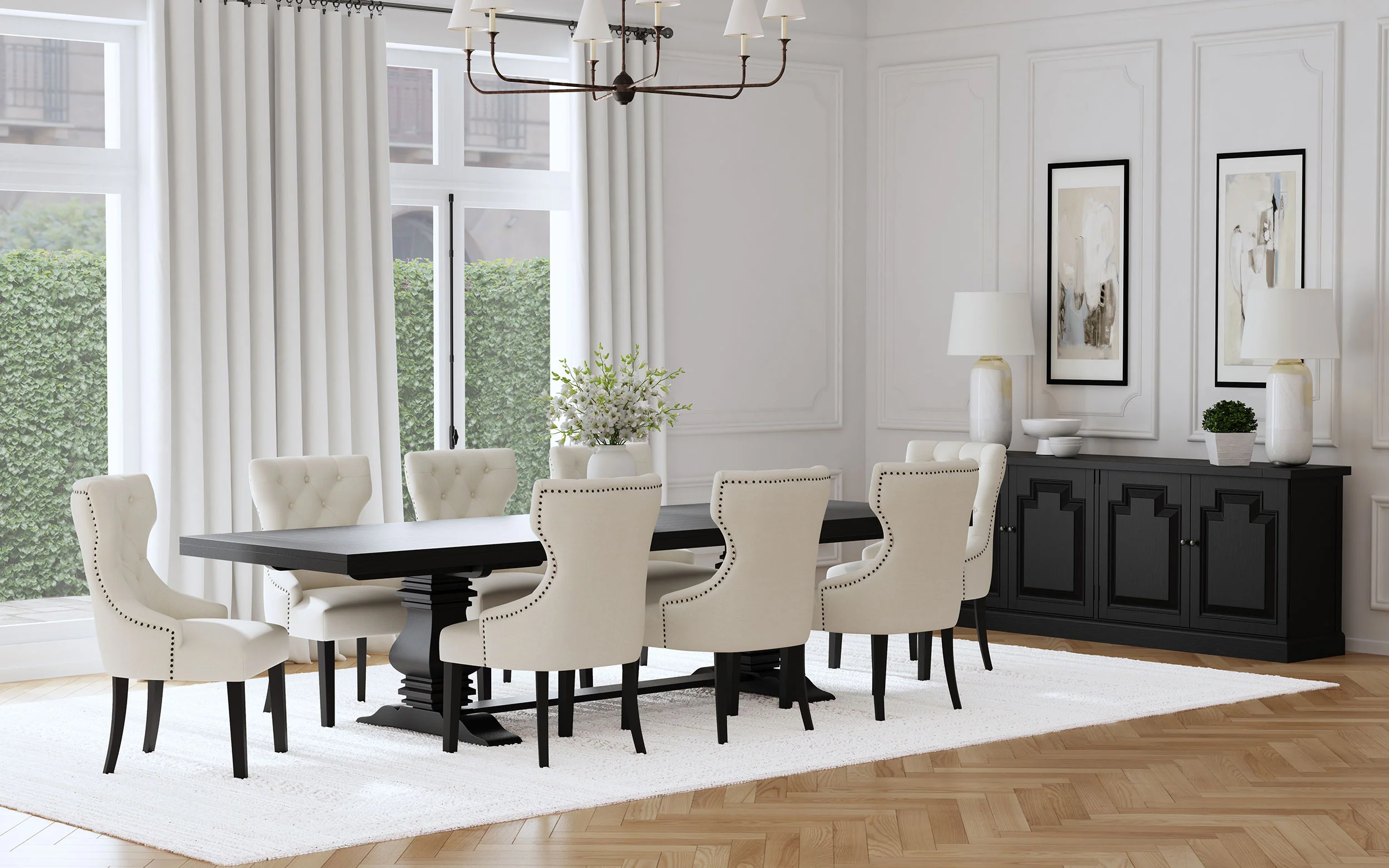 Florence Beige 126-inch Extension Dining Room Set - Image 2