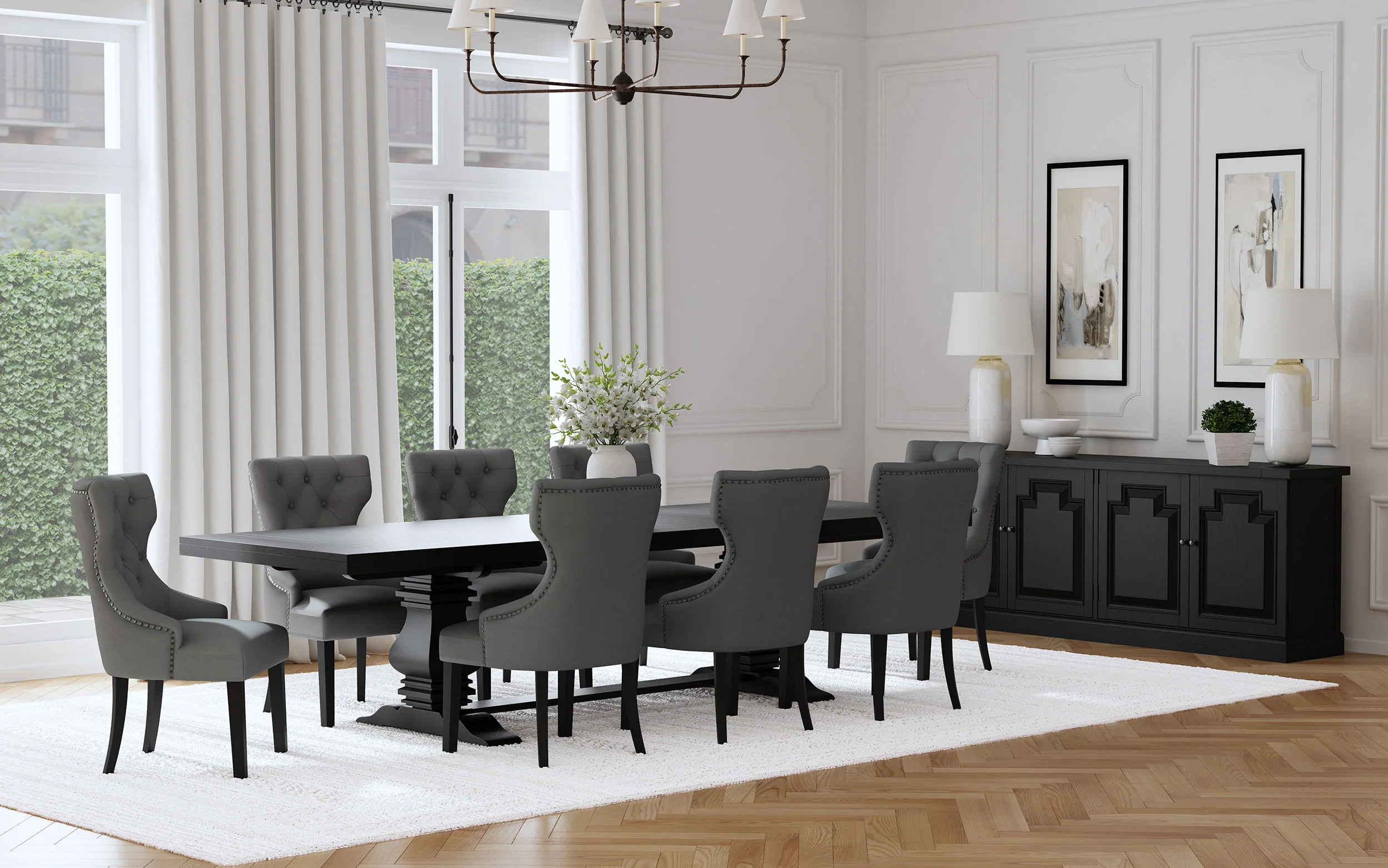 Florence Grey 126-inch Extension Dining Room Set - Image 2