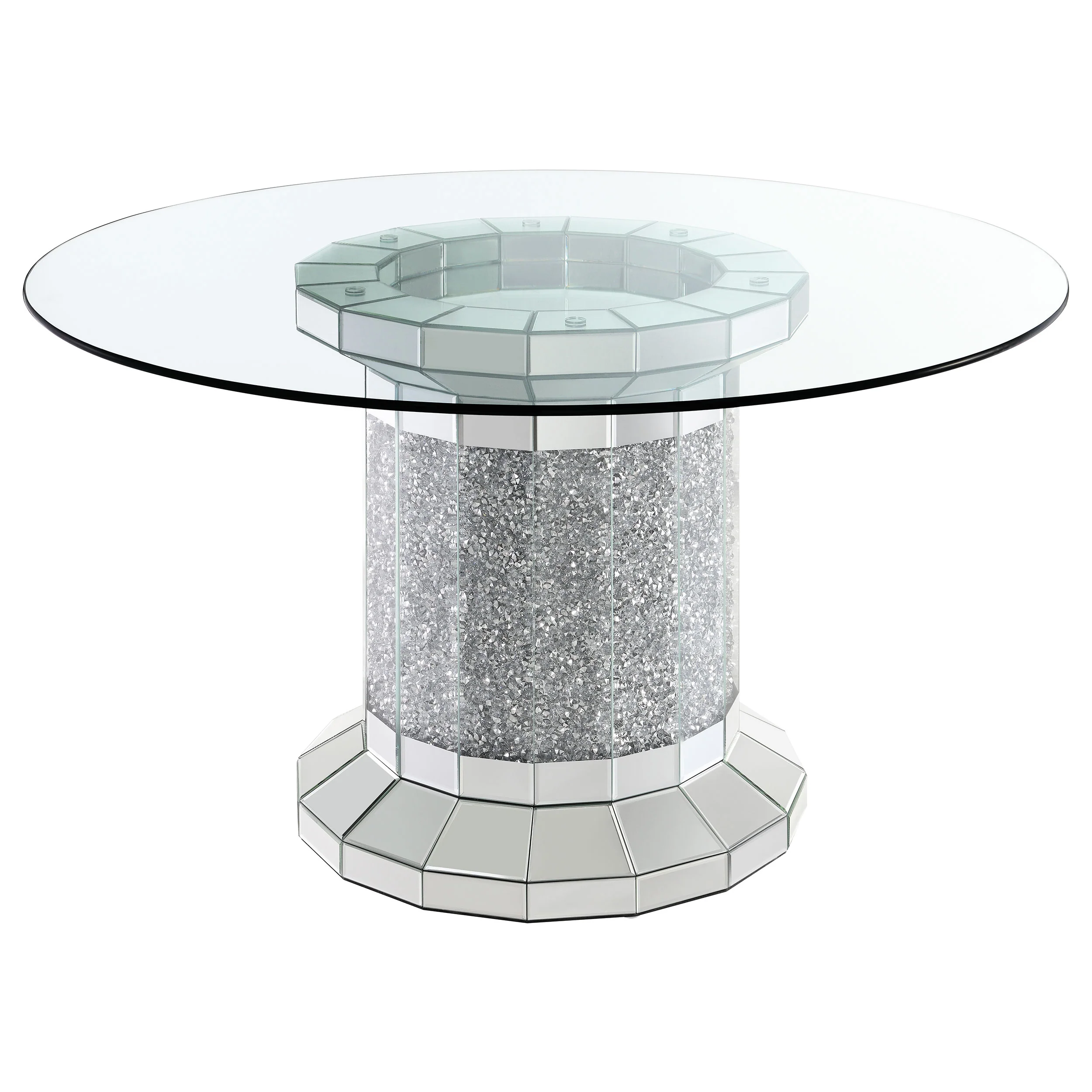 Ellie Ink Blue Mirrored Pedestal Dining Room Set - Image 3