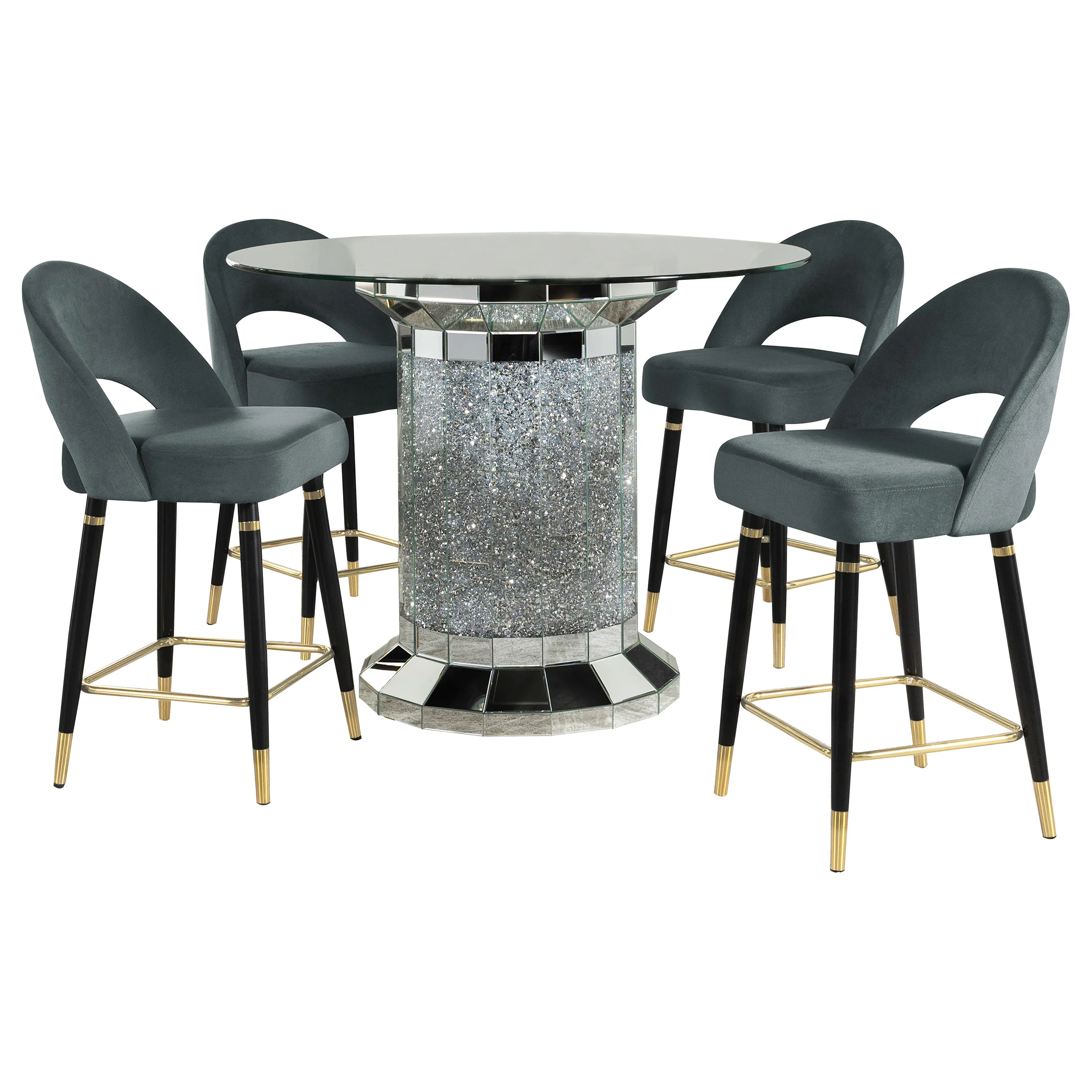 Ellie Grey Mirrored Counter Height Set - Image 2