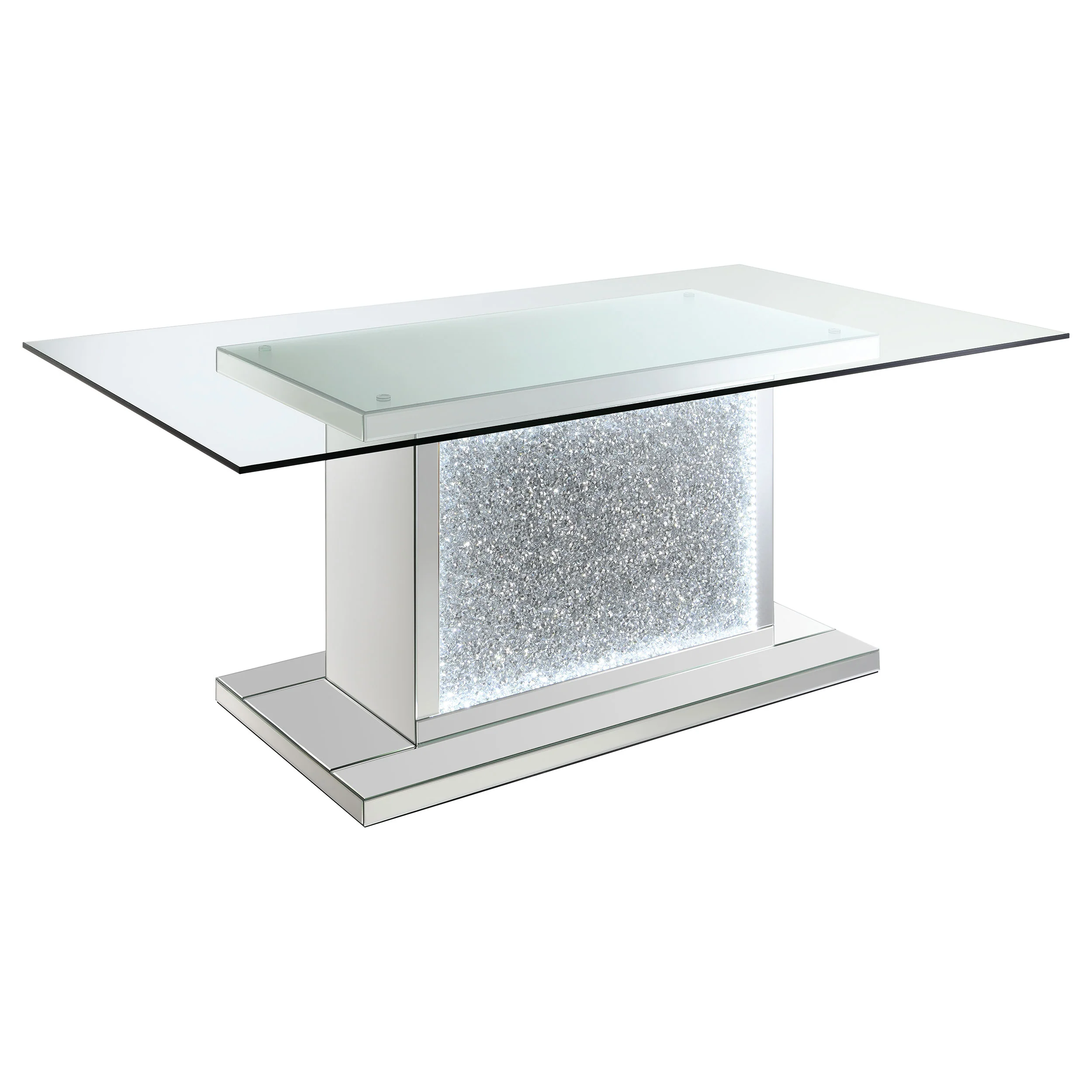 Marilyn Ink Blue Rectangular Mirrored Dining Room Set - Image 3