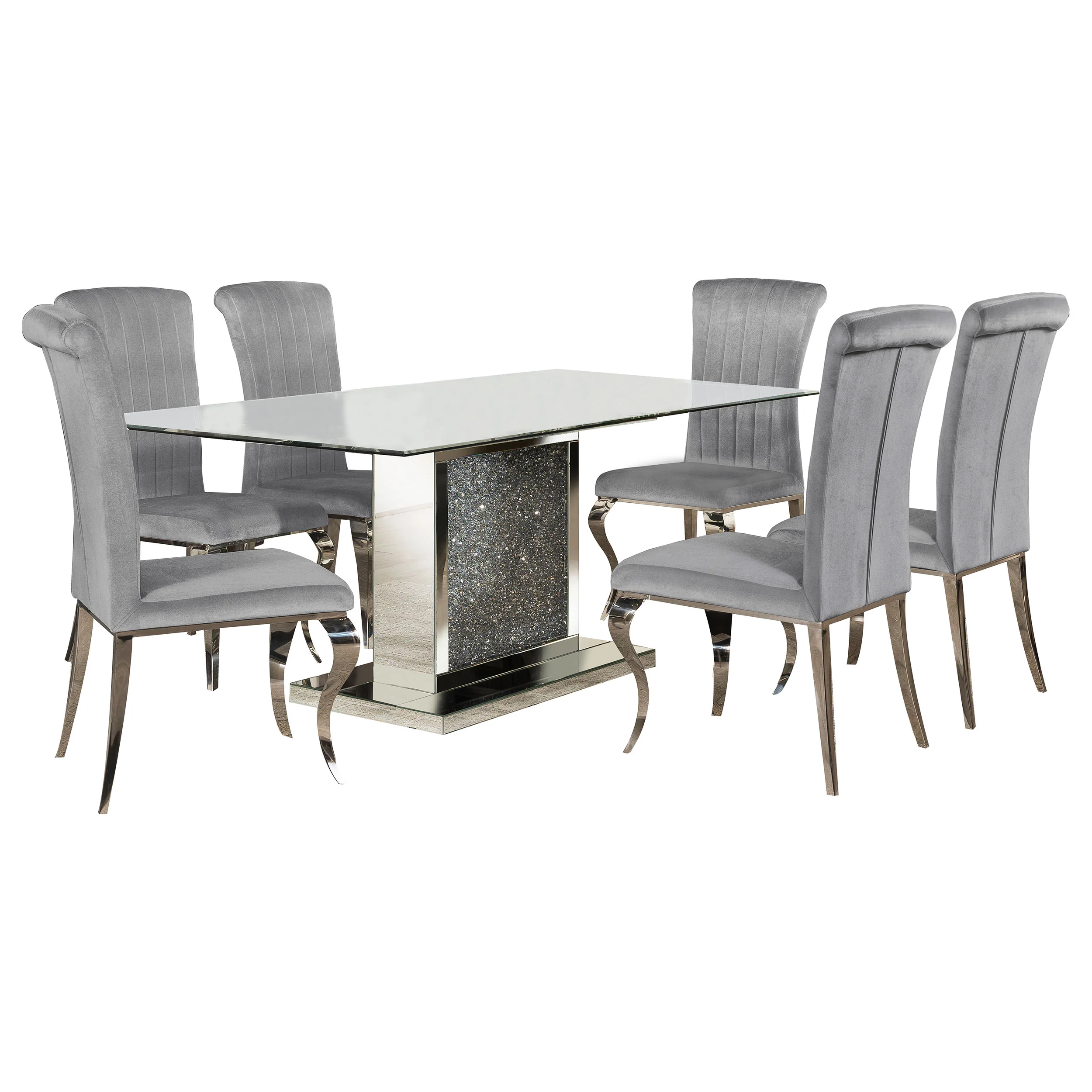Marilyn Gray Rectangular Mirrored Dining Room Set - Image 2
