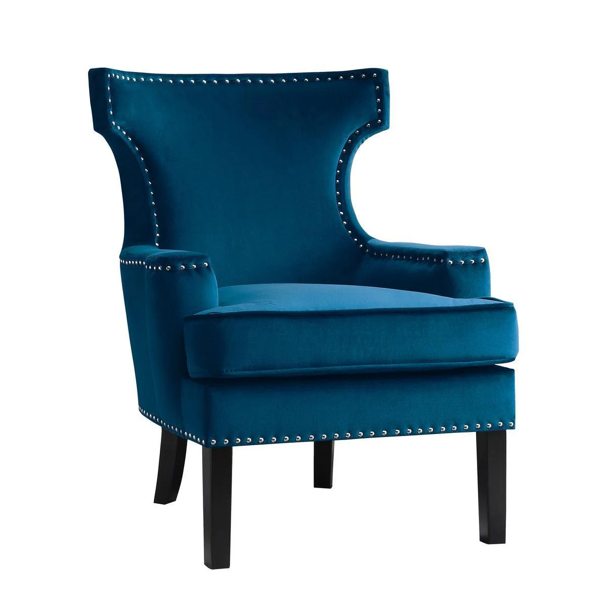Lapis Blue Velvet Fabric Accent Chair - Image 2