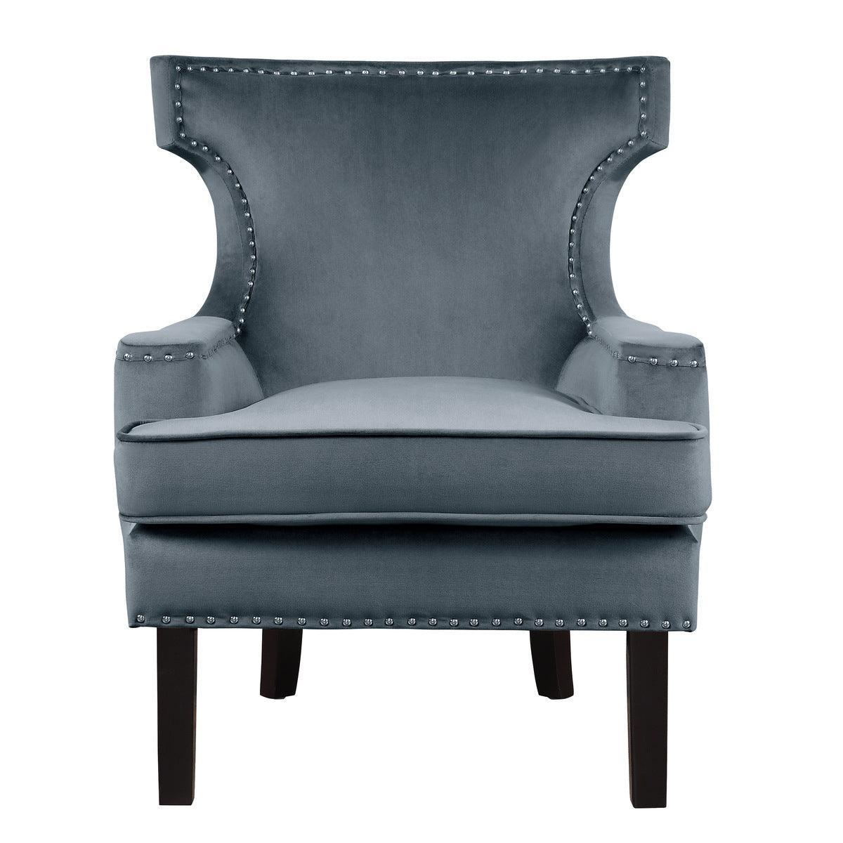 Lapis Gray Velvet Fabric Accent Chair - Image 1