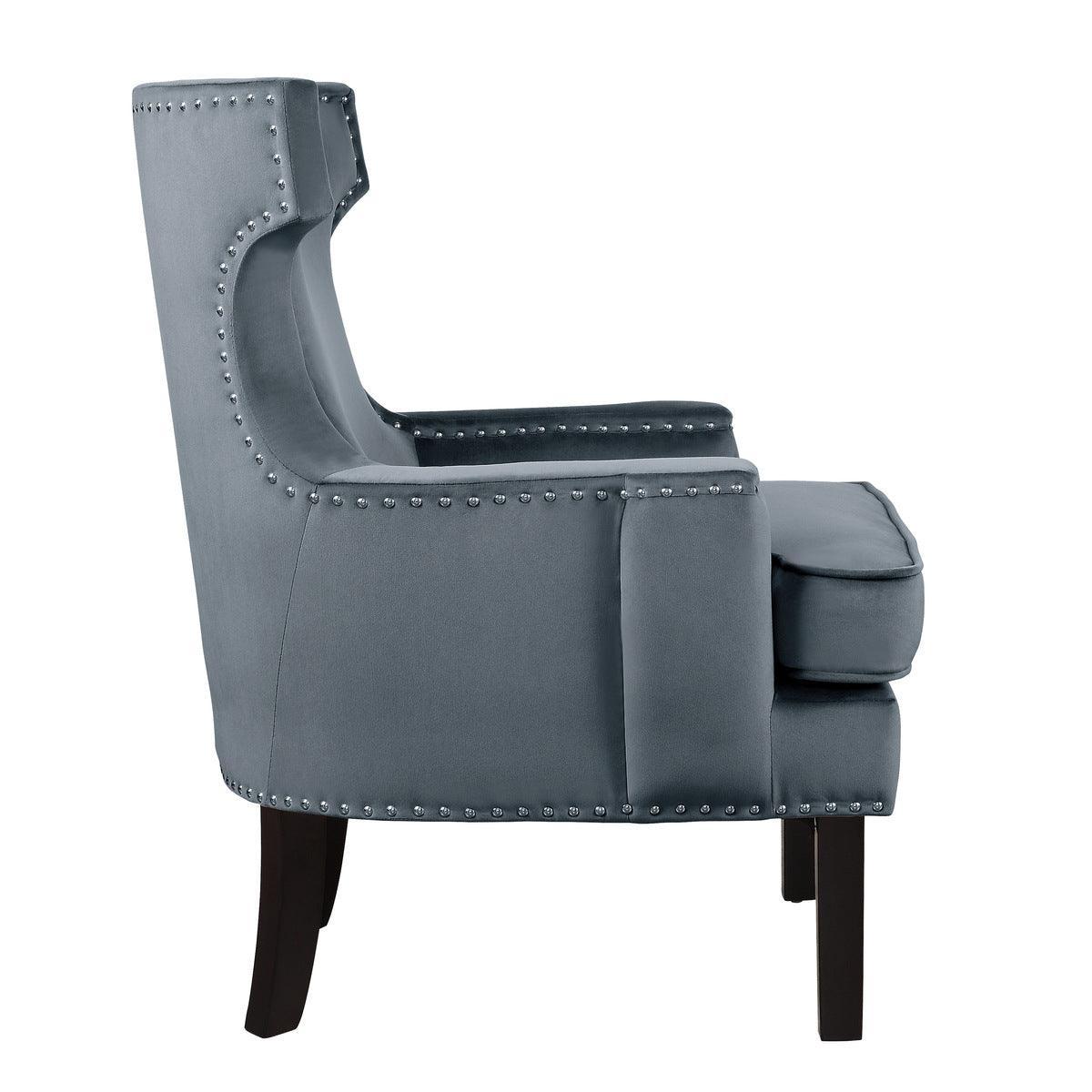 Lapis Gray Velvet Fabric Accent Chair - Image 3