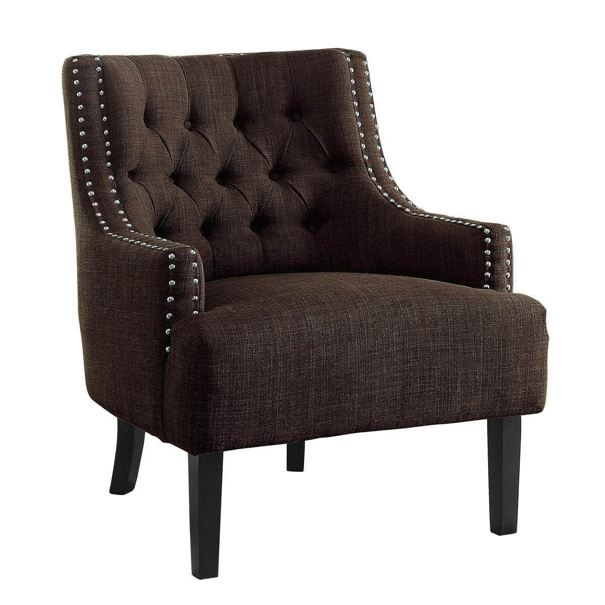 Charisma Chocolate Fabric Tufted Accent Chair - Image 2