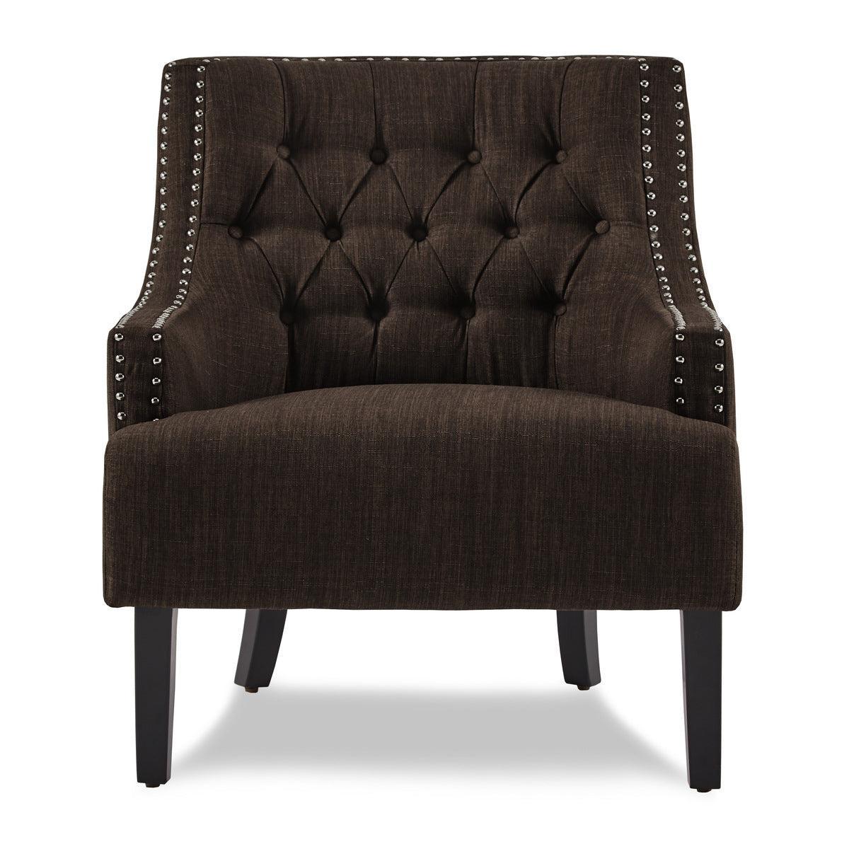 Charisma Chocolate Fabric Tufted Accent Chair - Image 1