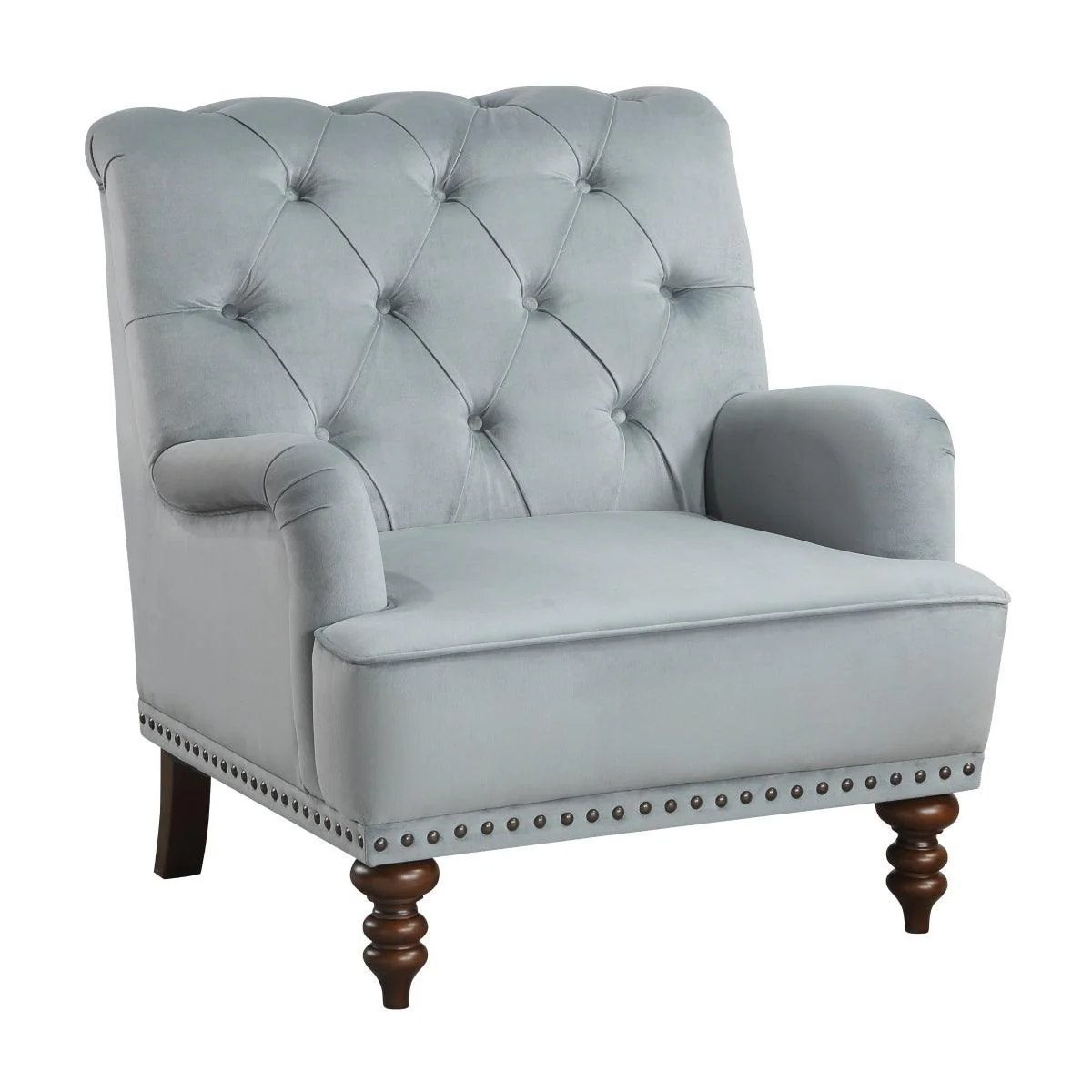Holland Park Gray Velvet Fabric Tufted Accent Chair - Image 2
