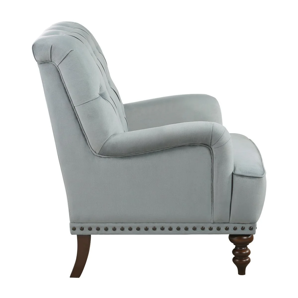 Holland Park Gray Velvet Fabric Tufted Accent Chair - Image 3