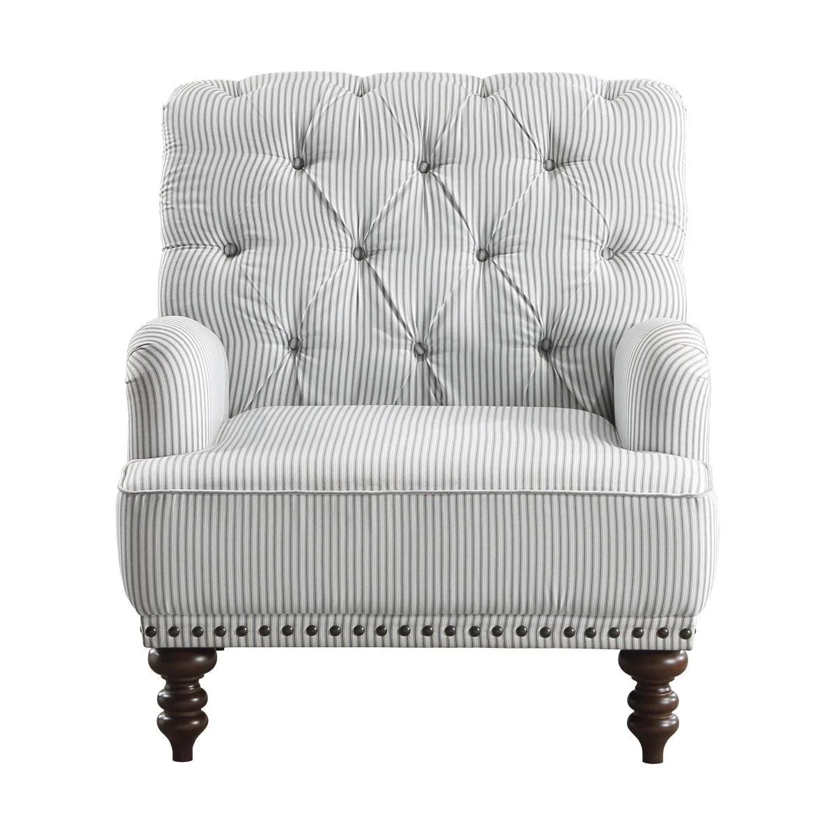 Holland Park Gray White Fabric Tufted Accent Chair - Image 1