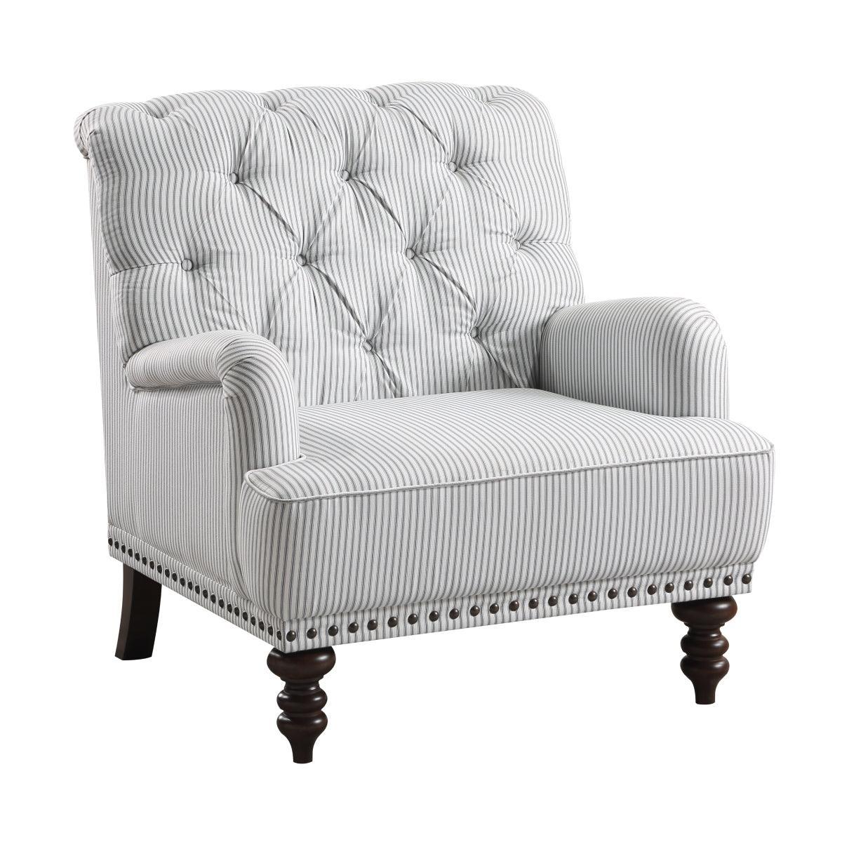 Holland Park Gray White Fabric Tufted Accent Chair - Image 2