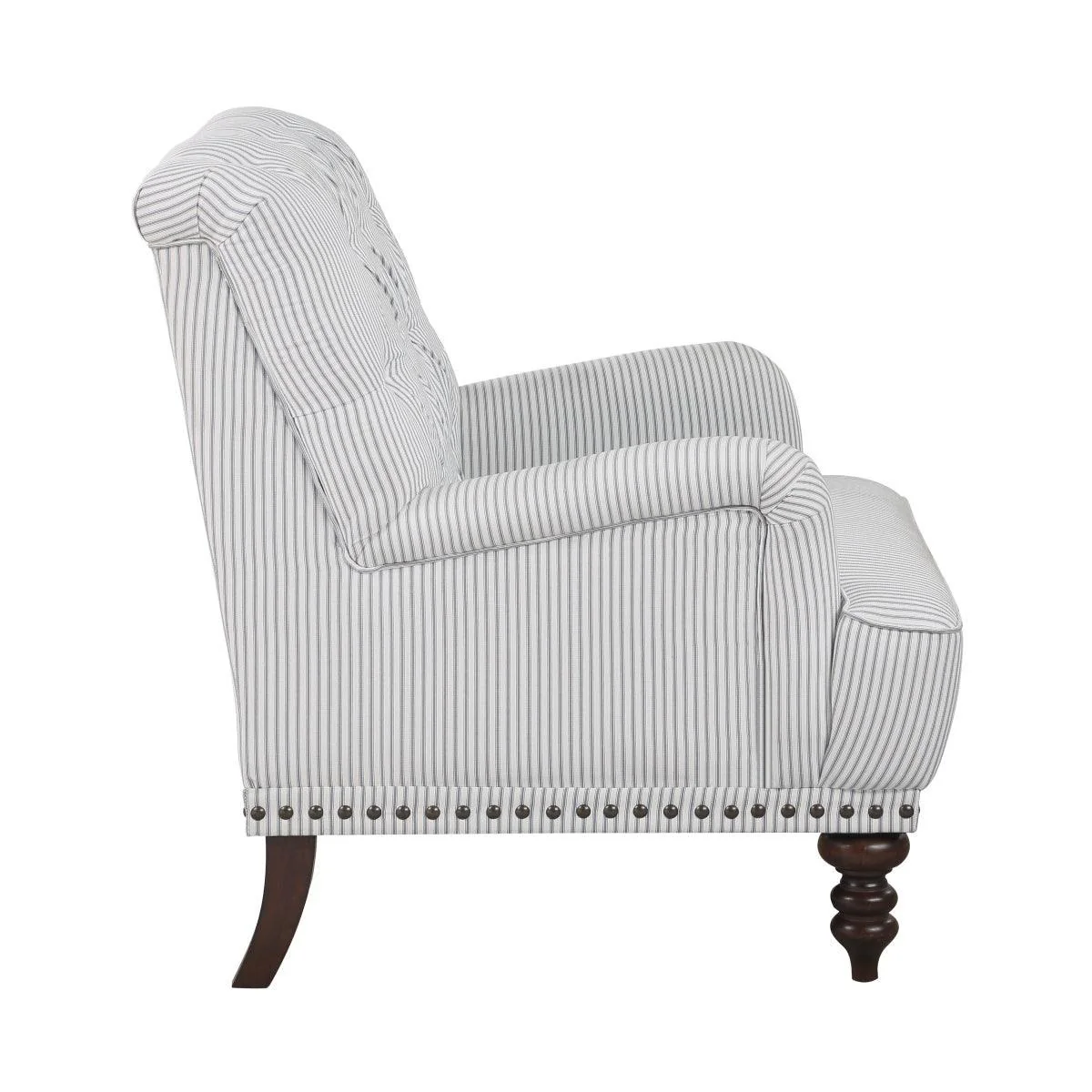 Holland Park Gray White Fabric Tufted Accent Chair - Image 3