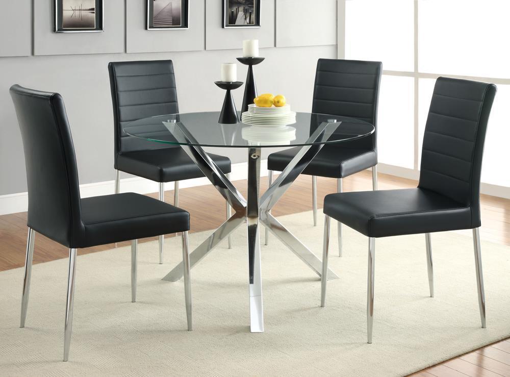 Vance Glass Top Dining Table With X cross Base Chrome - Image 2