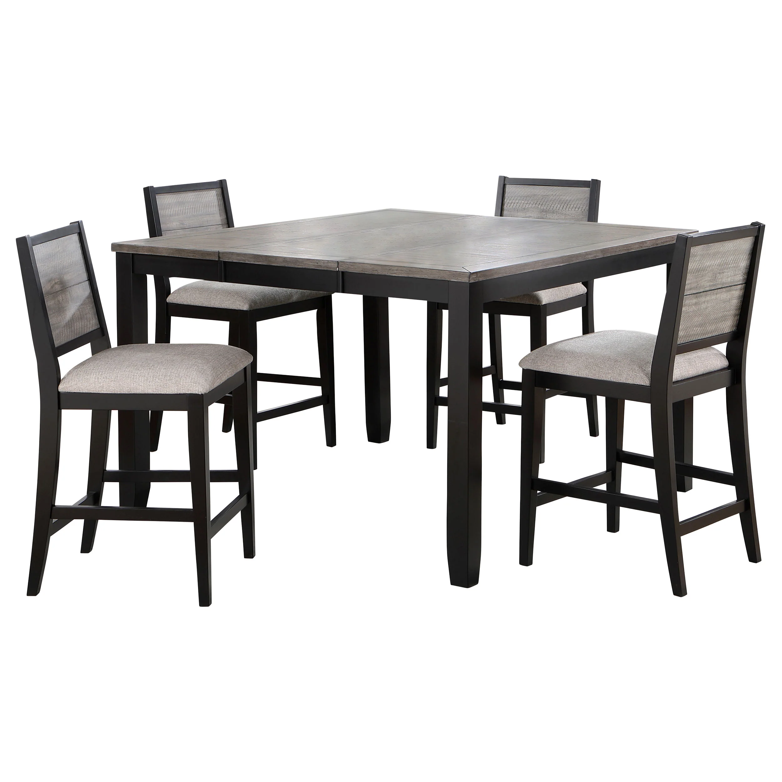 Elodie Black Gray Extension Leaf Counter Height Set - Image 2