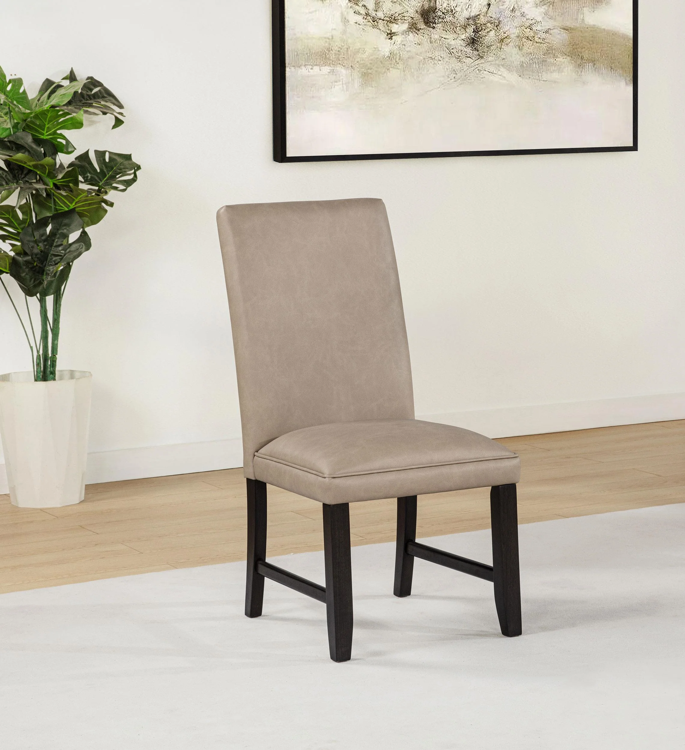 Averill Faux Leather Upholstered Dining Side Chair Tan (Set of 2) - Image 2