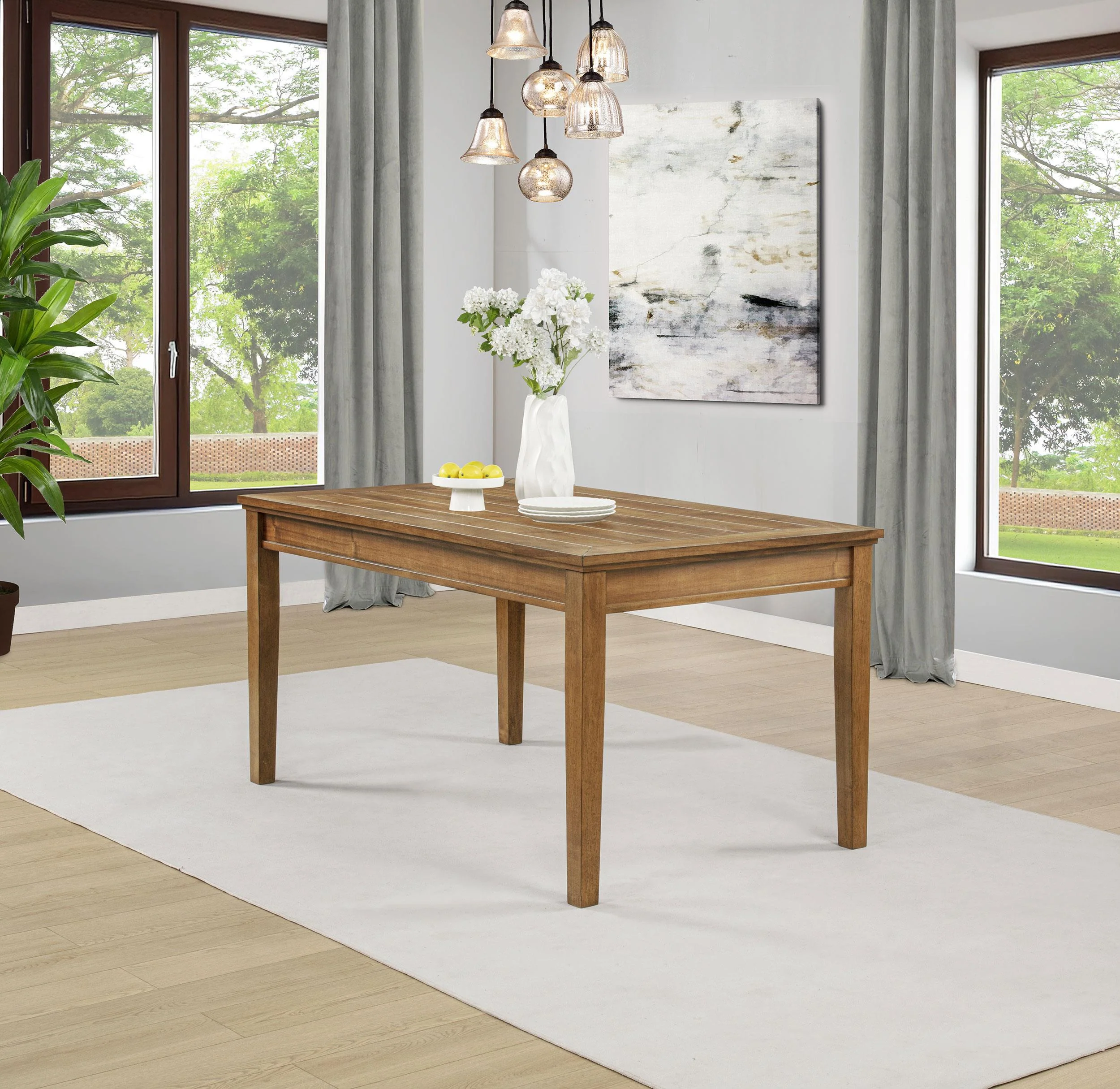 Atwood Rectangular Wood Dining Table Warm Brown - Image 2