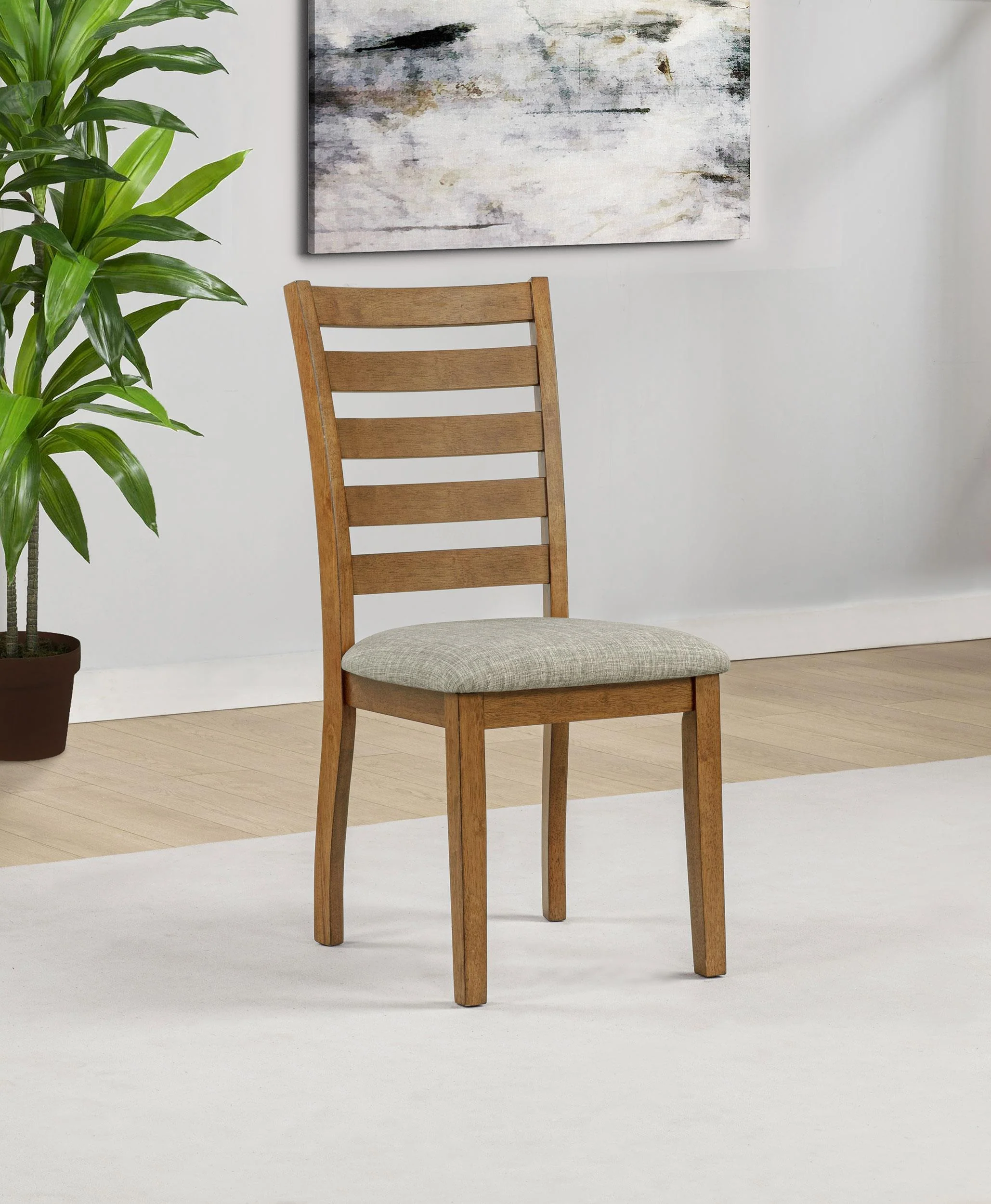 Atwood Wood Dining Side Chair Upholstered Seat Warm Brown - Image 2