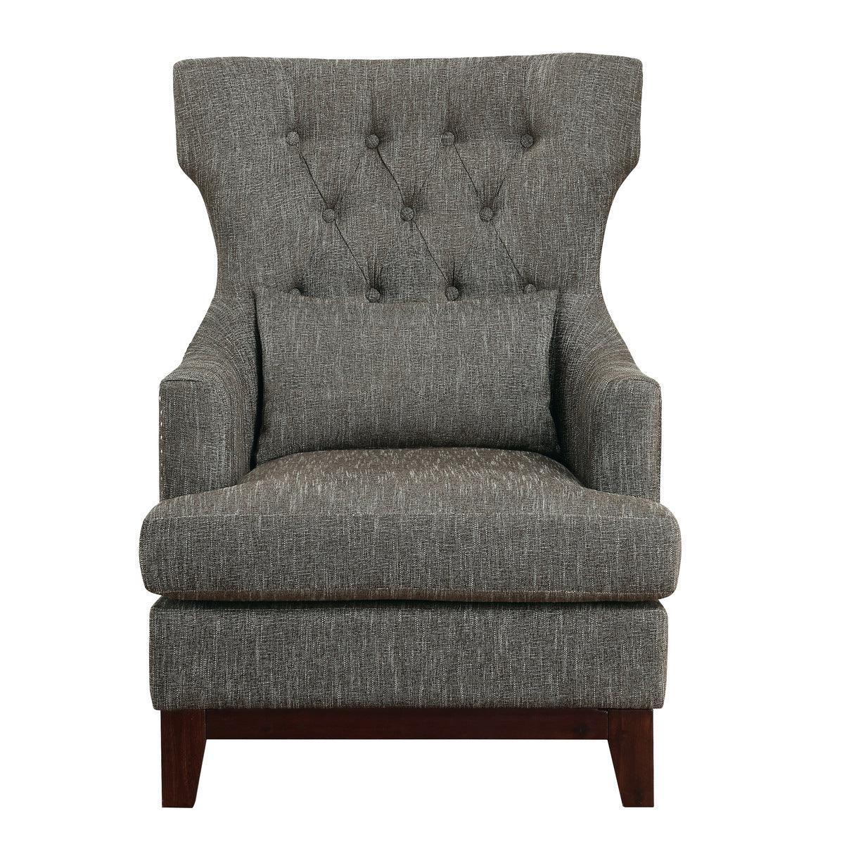 Adriano Brown Gray Fabric Tufted Accent Chair - Image 1