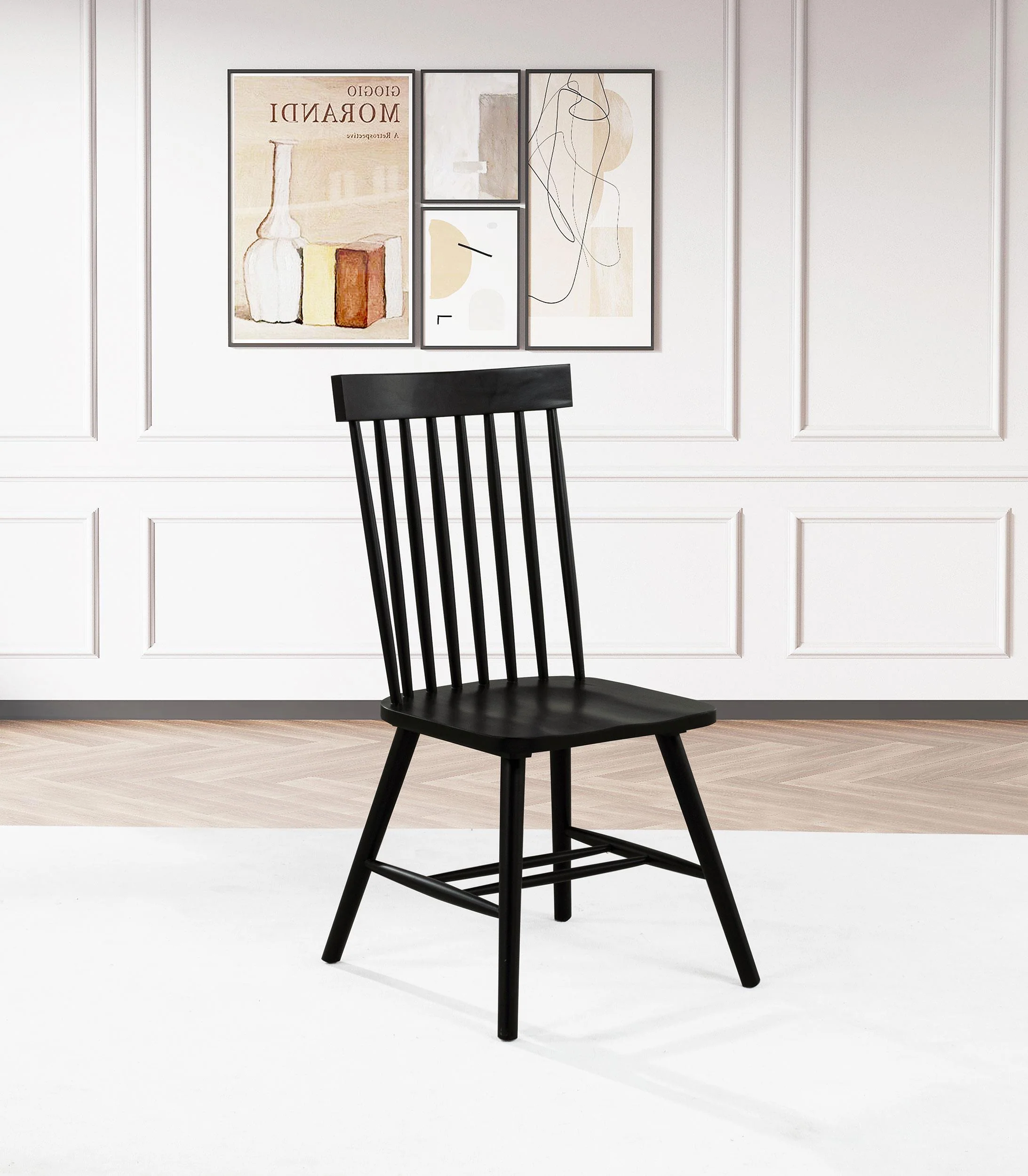 Andrews Windsor Spindle Back Dining Side Chair Black - Image 2