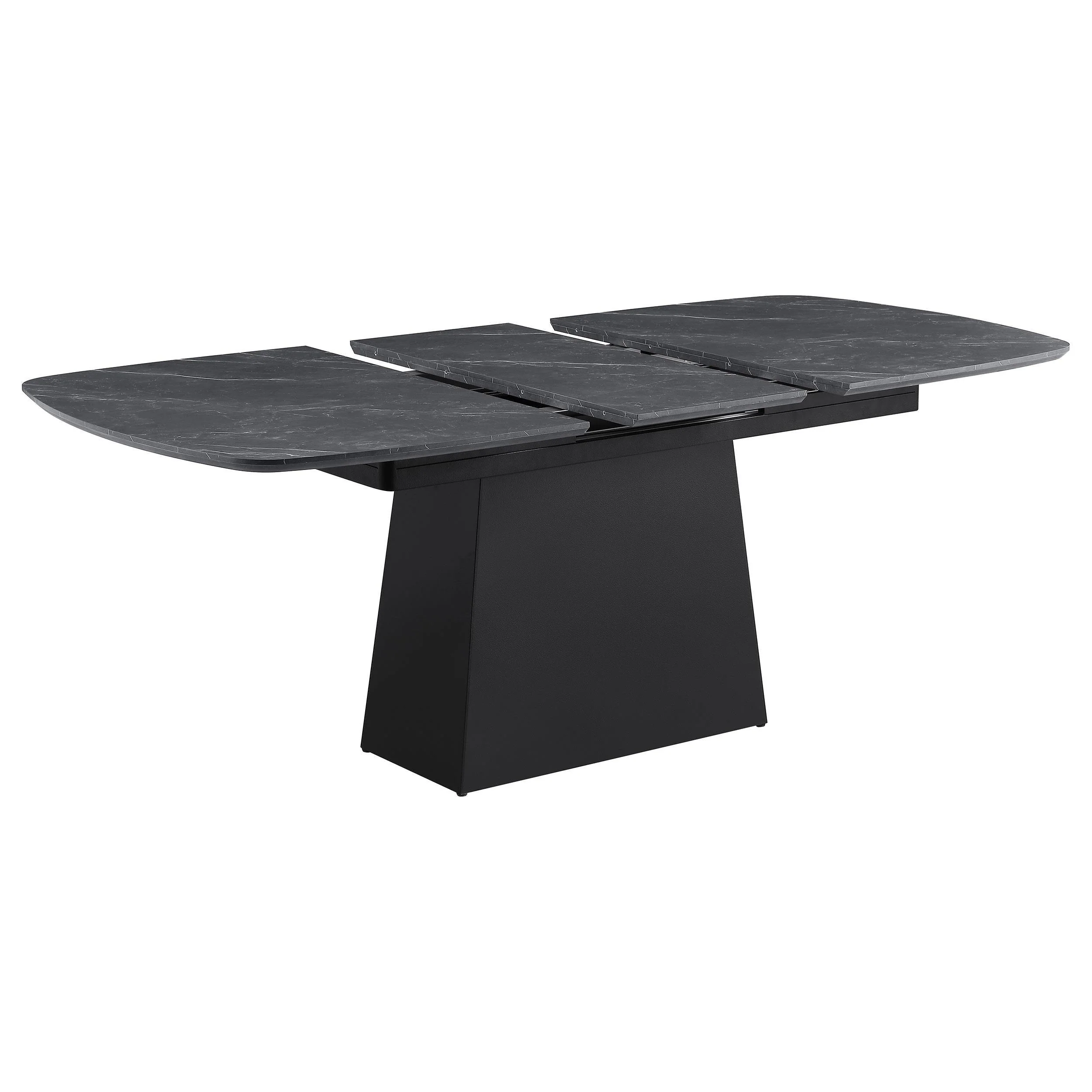 Potero 73-inch Faux Marble Extension Leaf Dining Table Black - Image 3