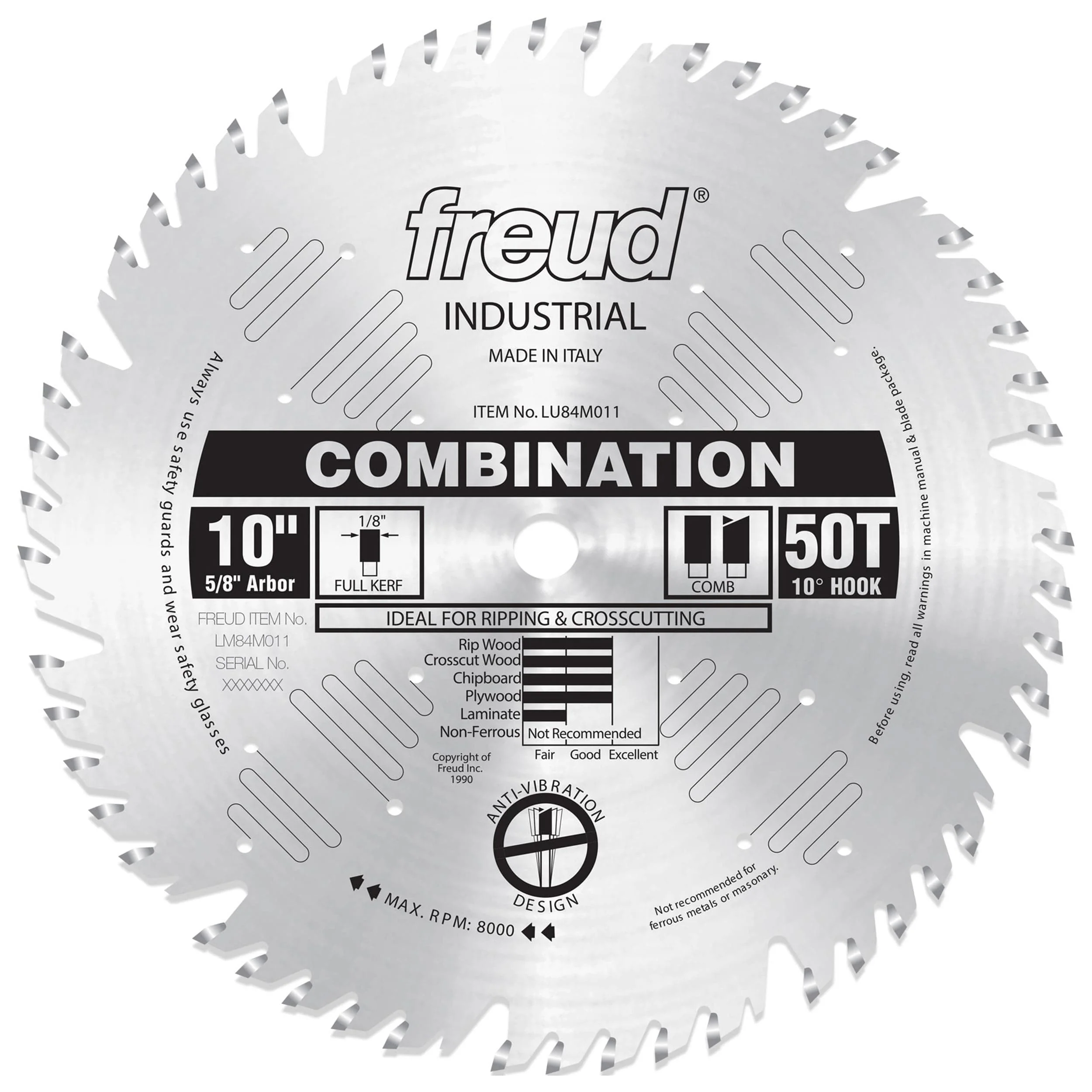 Circular Saw Blade – 10″ x 5/8″ Bore x 50 Tooth Combination