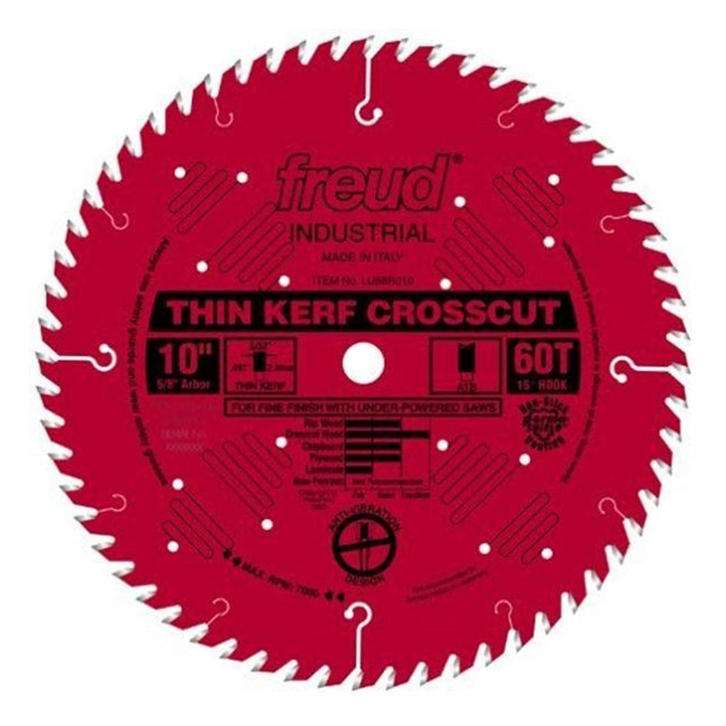 LU88R010 Industrial Thin Kerf Fine Finishing Blade 10″ x 5/8″ Bore x 60 Tooth ATB Thin Kerf