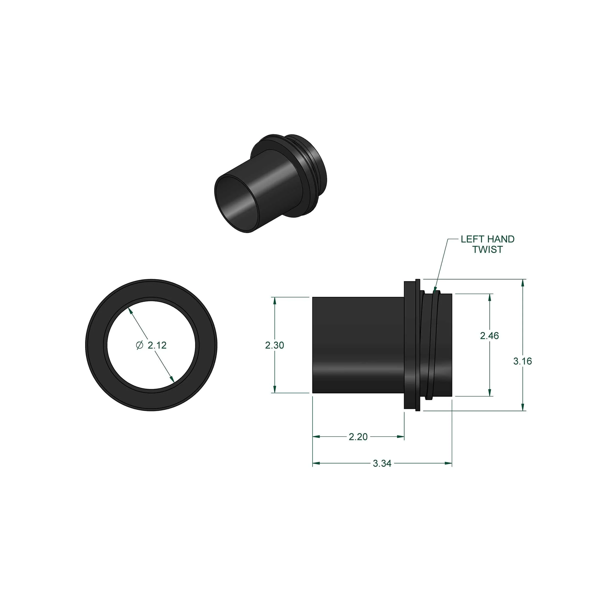 ABS Hose End - Dust Collection Fitting - 2-1/2" Diameter - Image 3