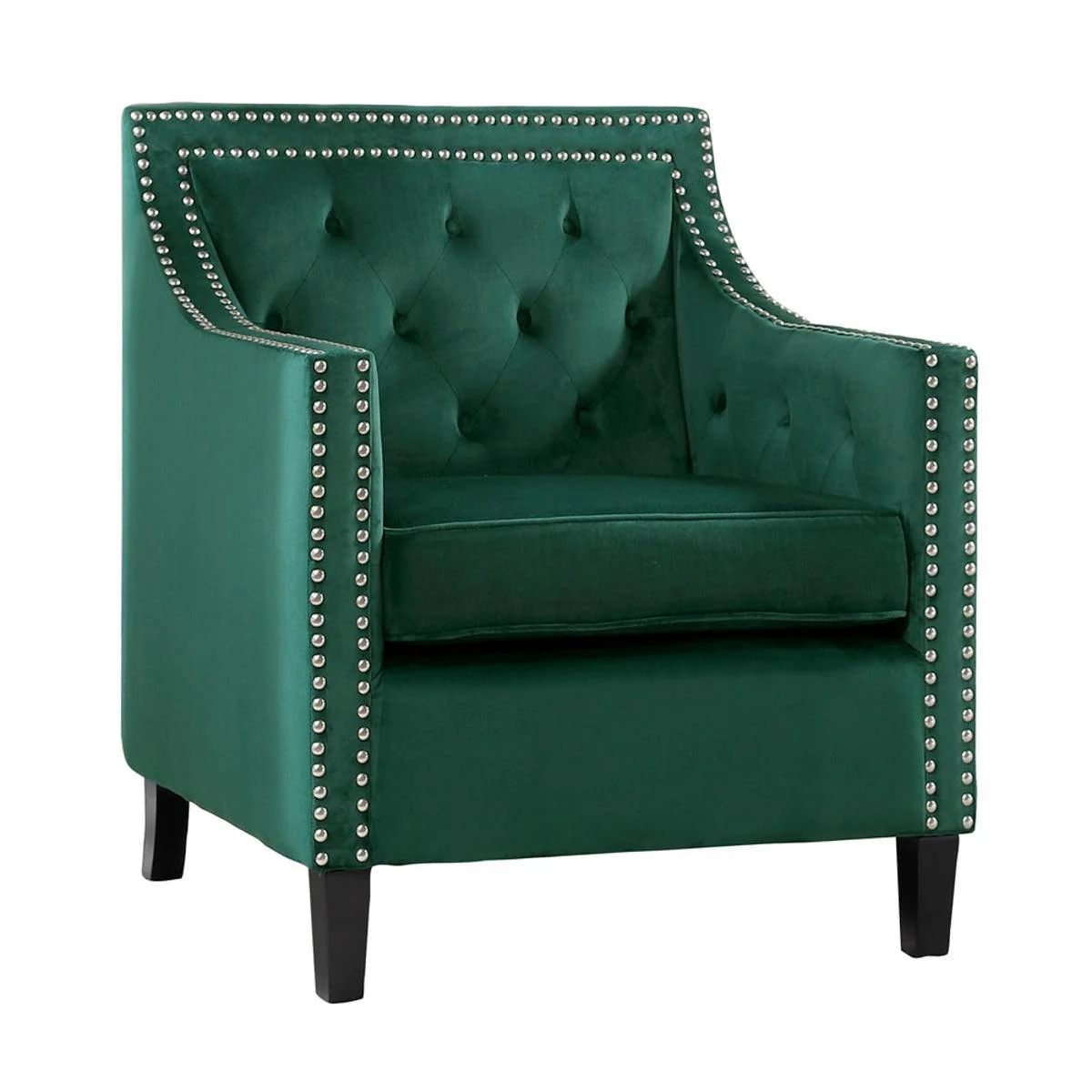 Grazioso Forest Green Velvet Fabric Tufted Accent Chair - Image 2