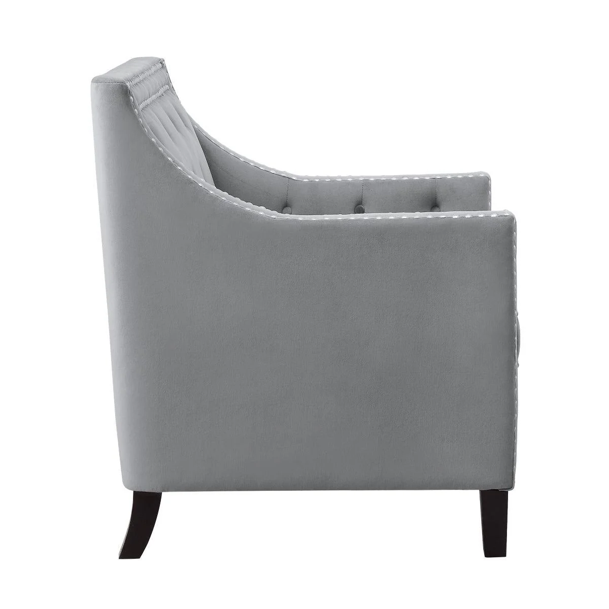 Grazioso Dark Gray Velvet Fabric Tufted Accent Chair - Image 3